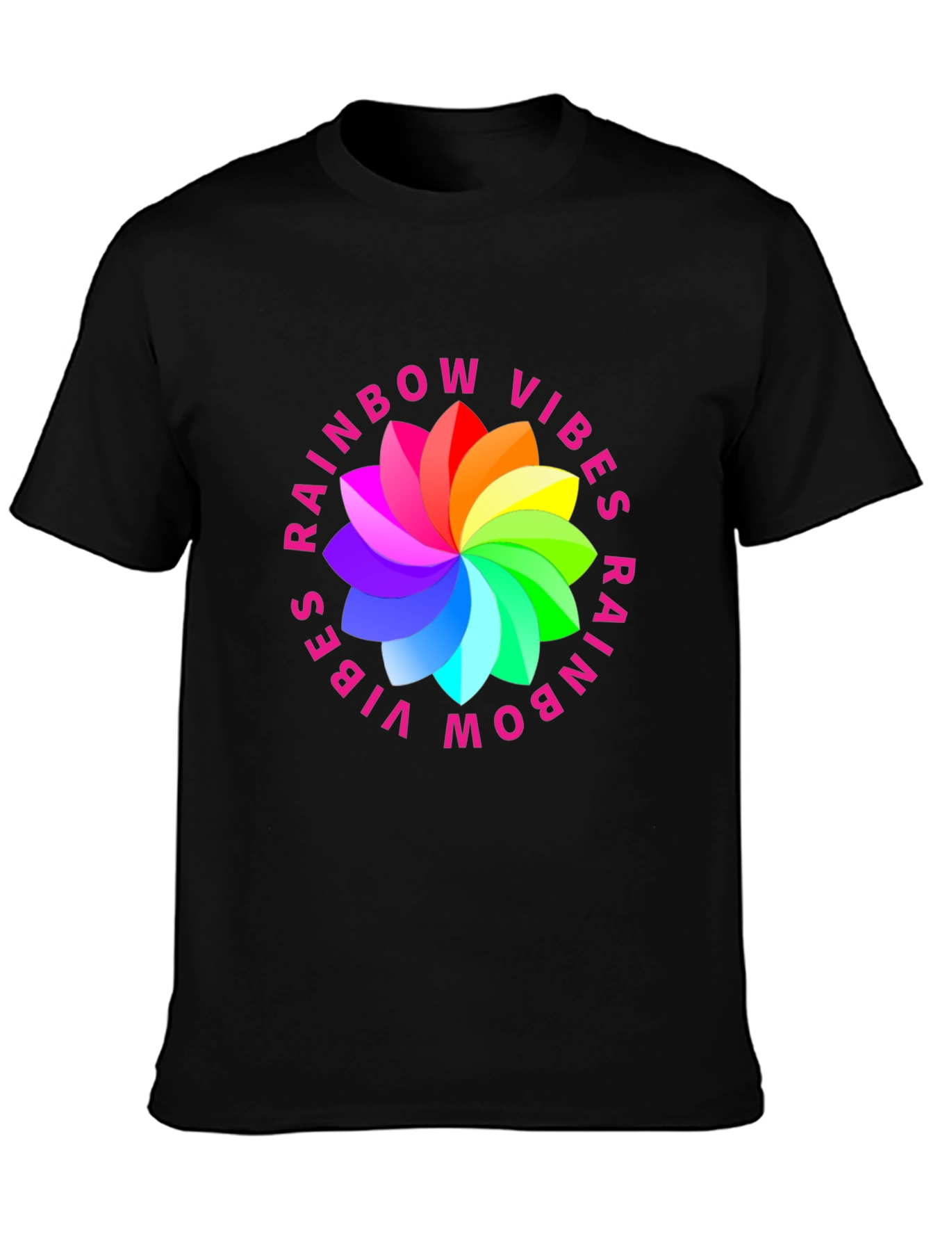 Black Rainbow Vibes Graphic Print T-Shirt - Stylish Comfort view 3
