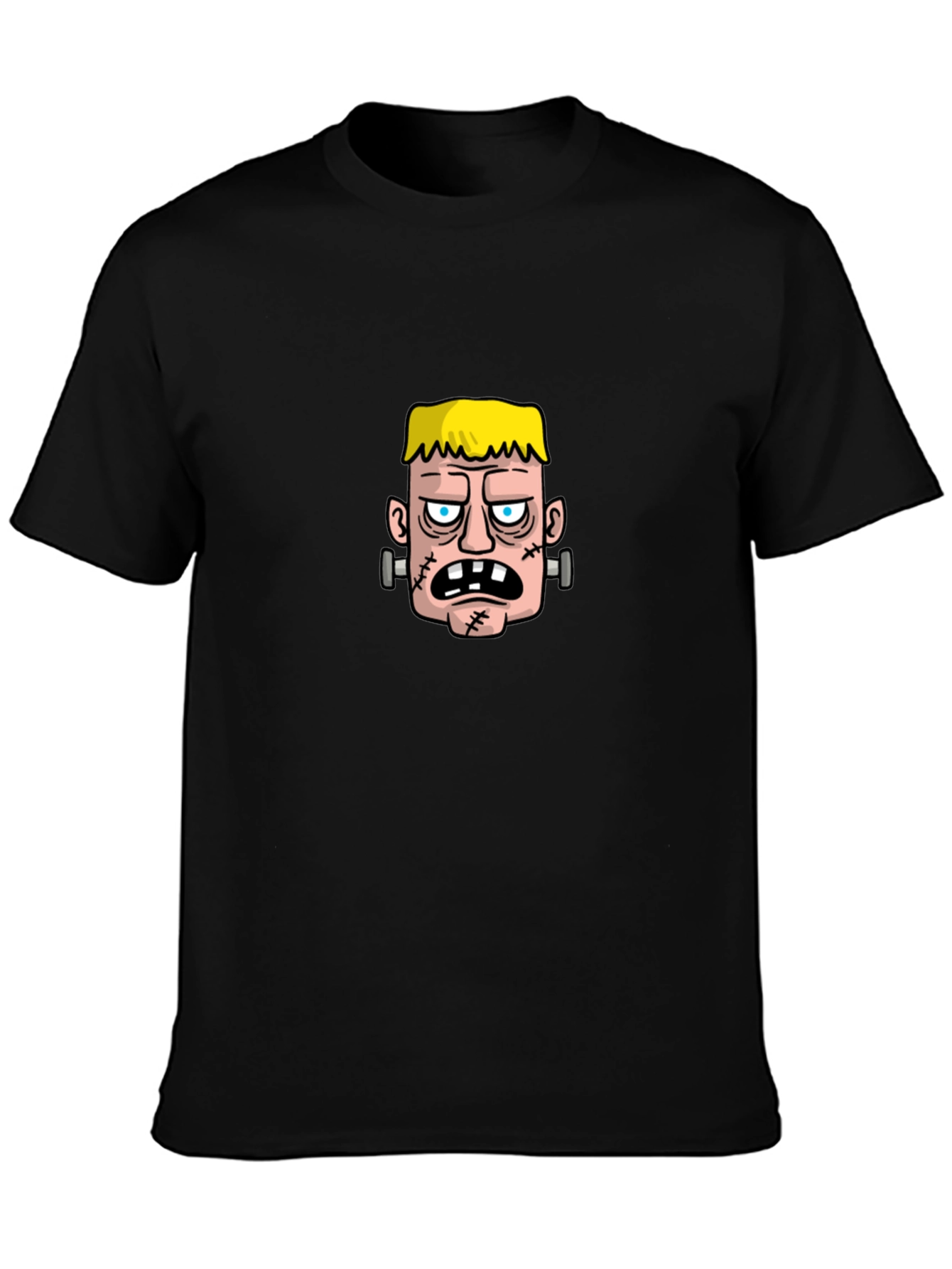 Black Frankenstein Graphic Tee - Black Cotton T-Shirt view 3