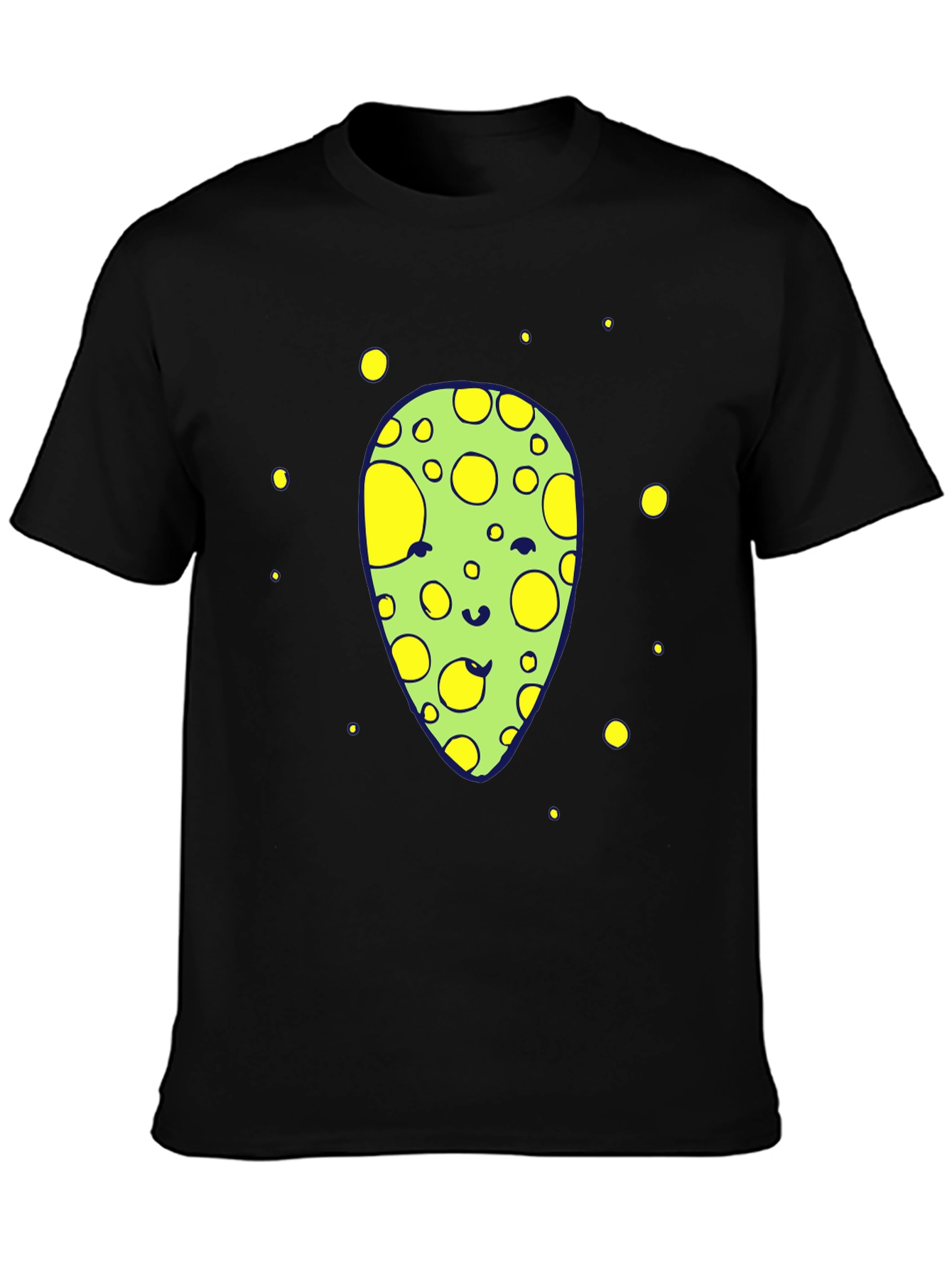 Black Funny Alien Graphic Tee - Black Crew Neck T-Shirt view 3