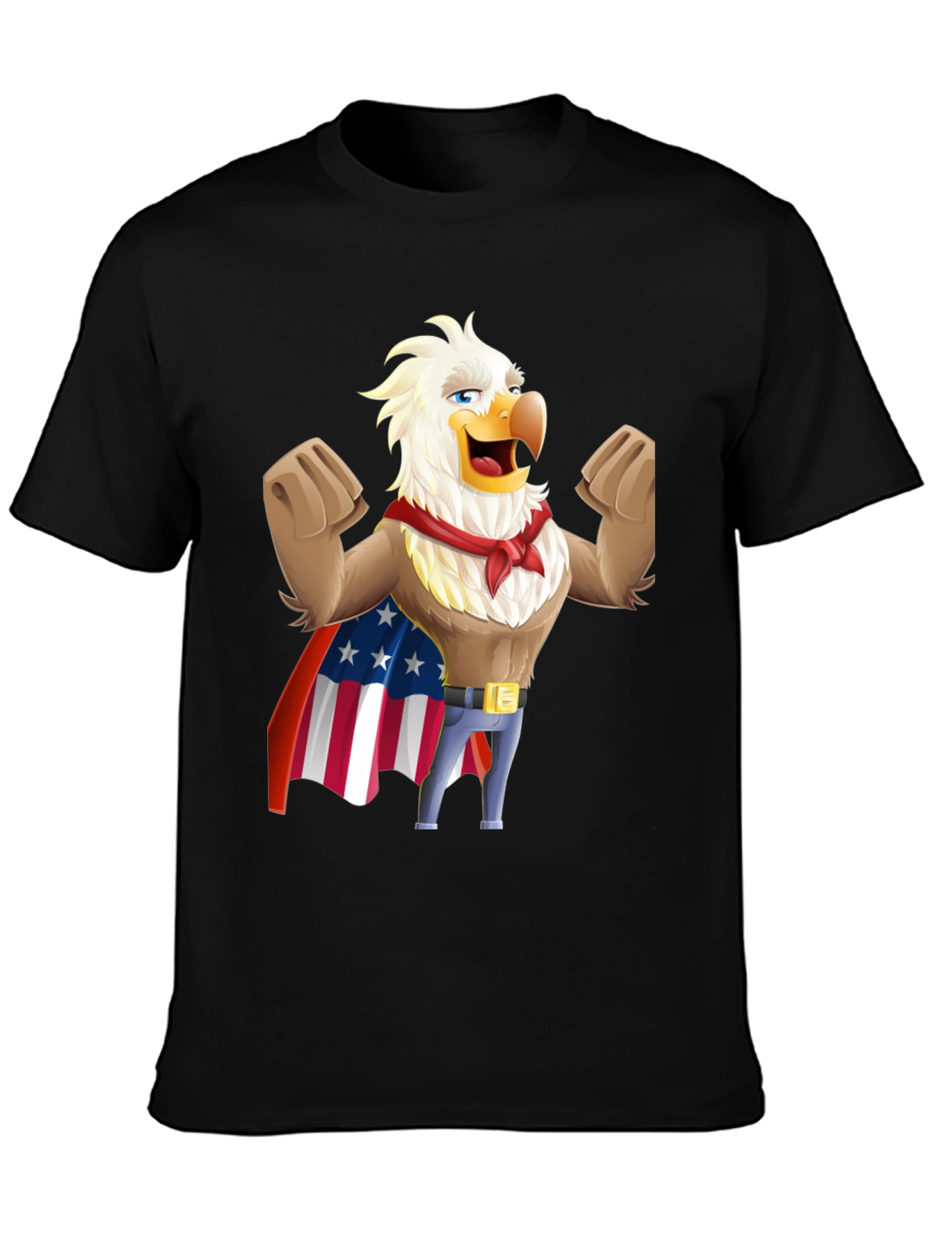 Black Patriotic Eagle Cartoon T-Shirt - USA Pride! view 3