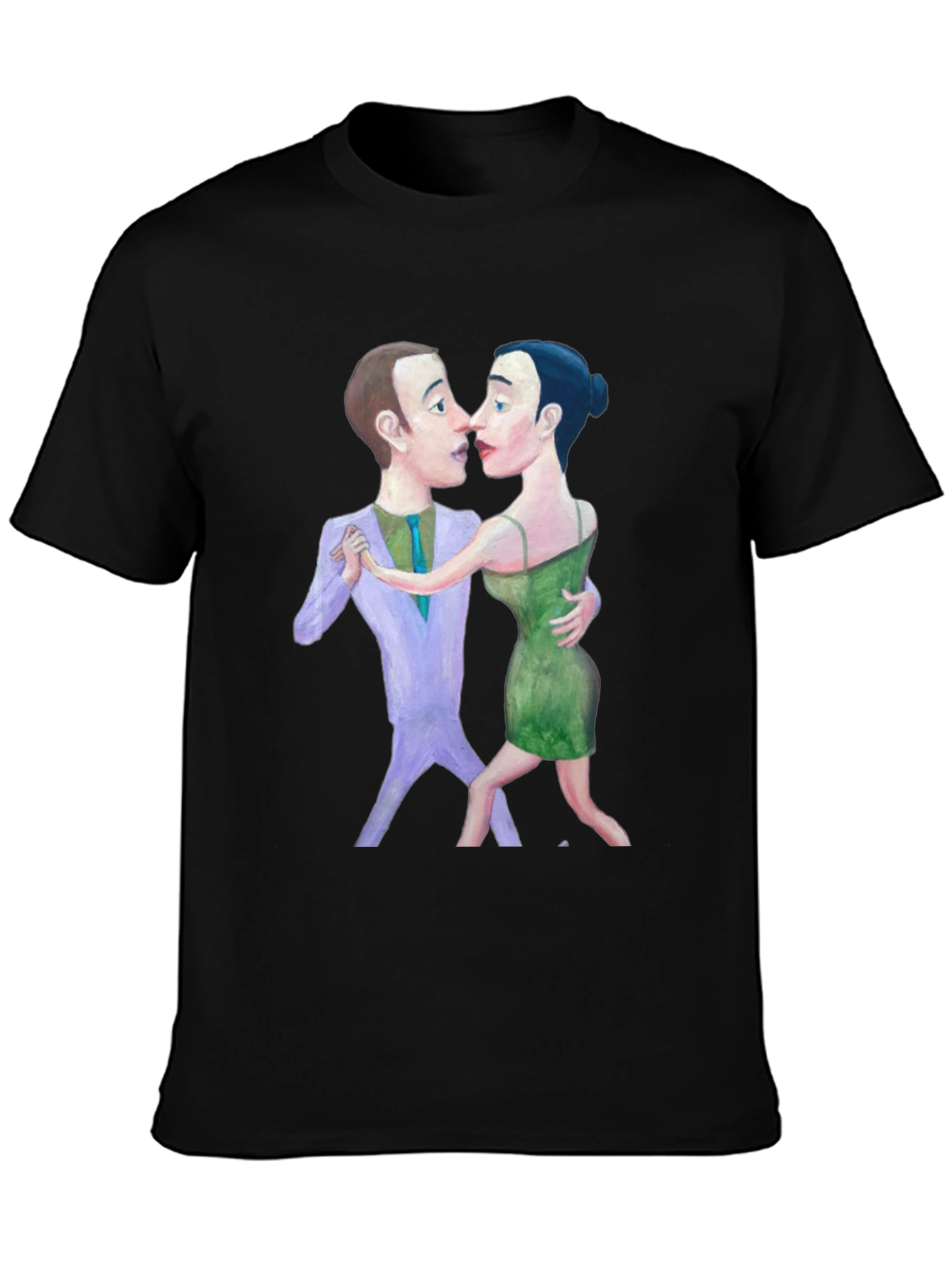 Black Tango Couple Graphic Print Black T-Shirt view 3