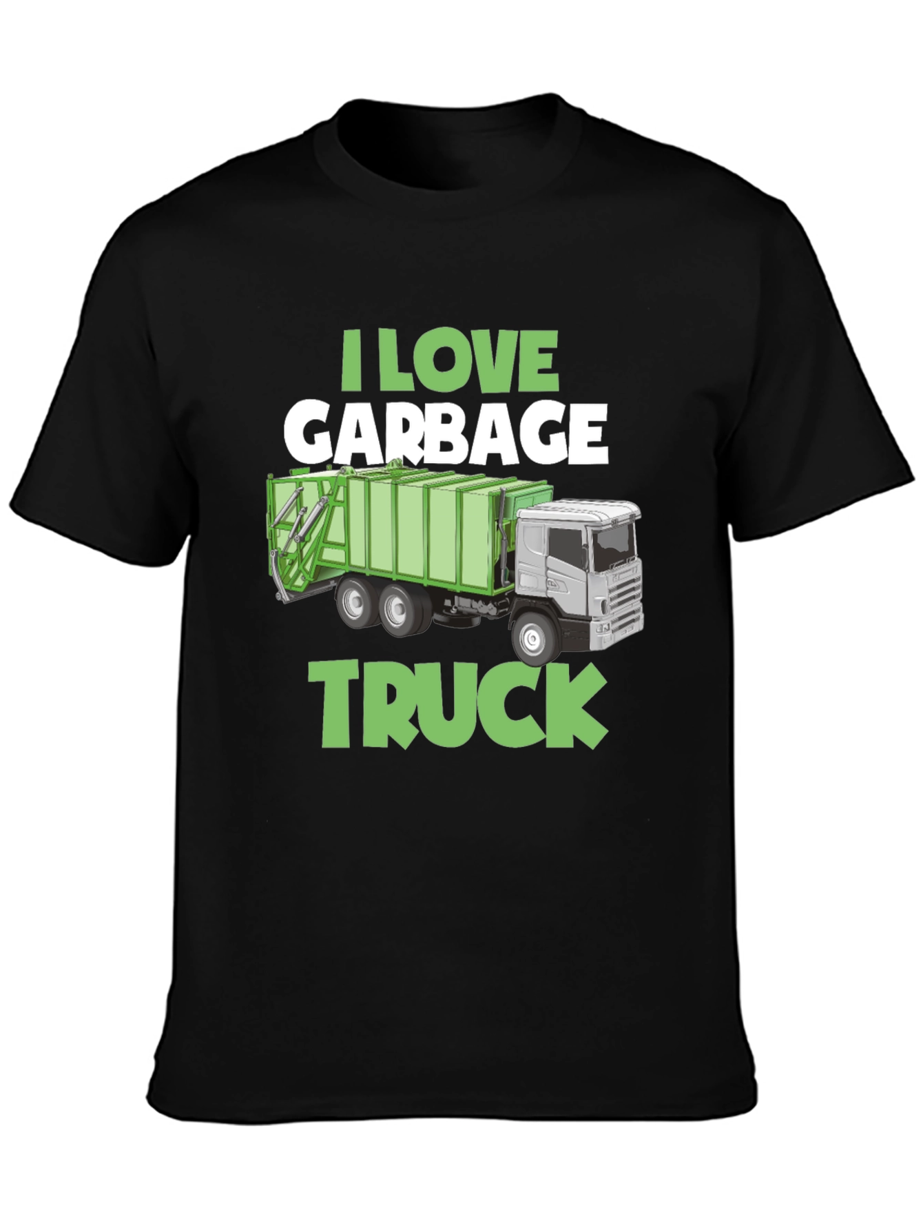 Black I Love Garbage Truck Graphic T-Shirt view 3