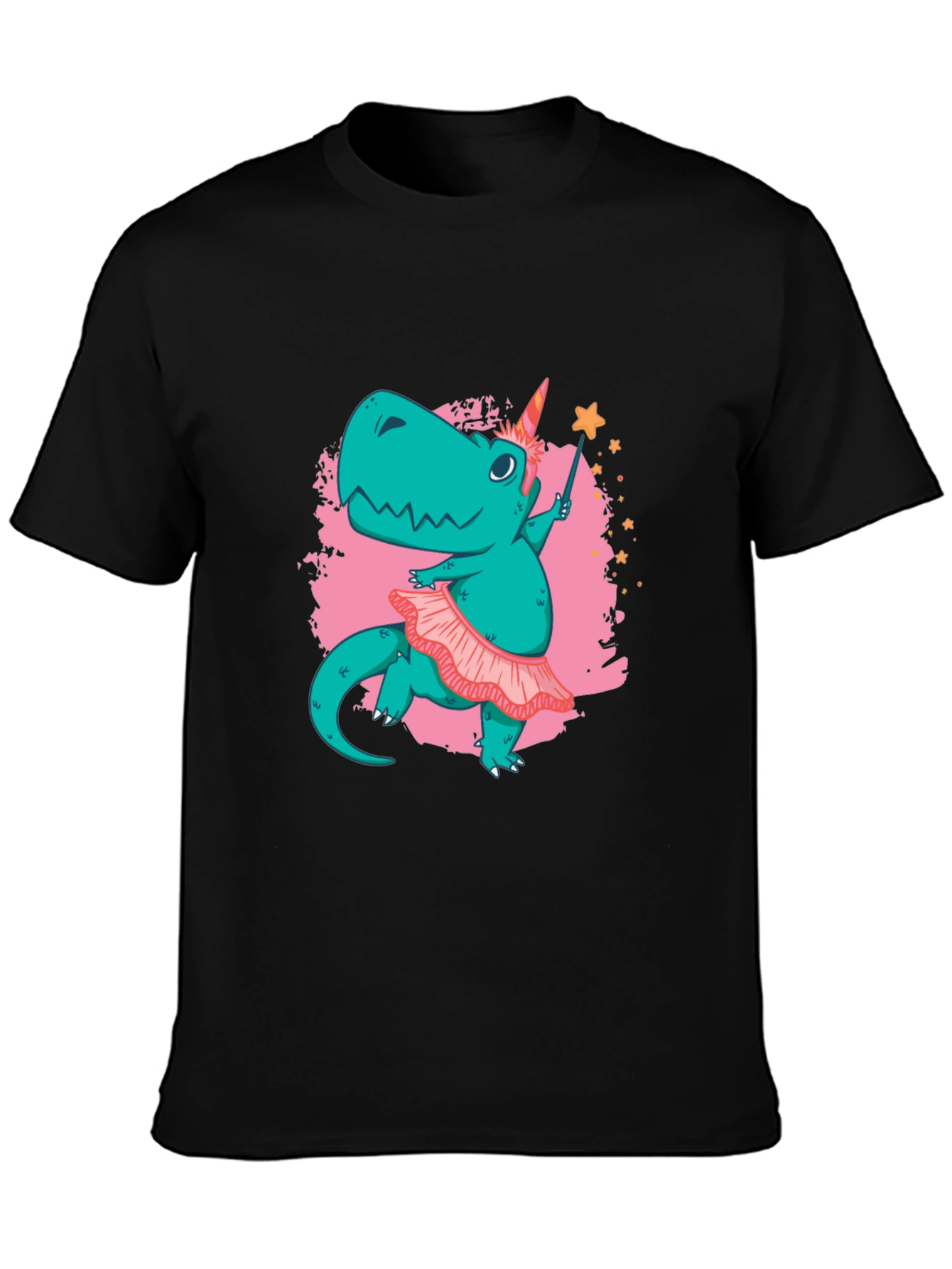 Black Dino Unicorn T-Shirt - Magical Ballerina Design view 3