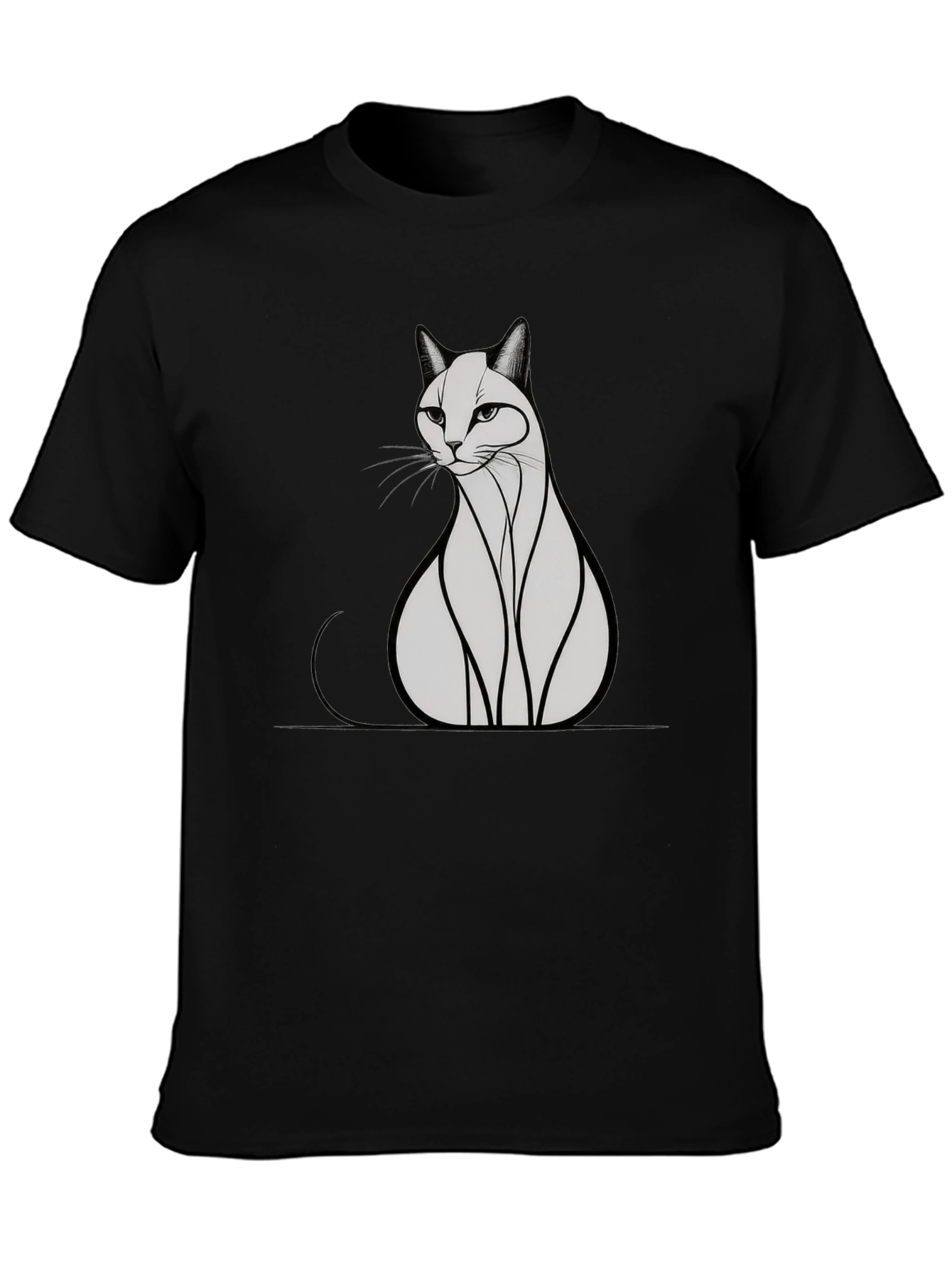 Black Cat Graphic Print Men's Black T-Shirt view 3