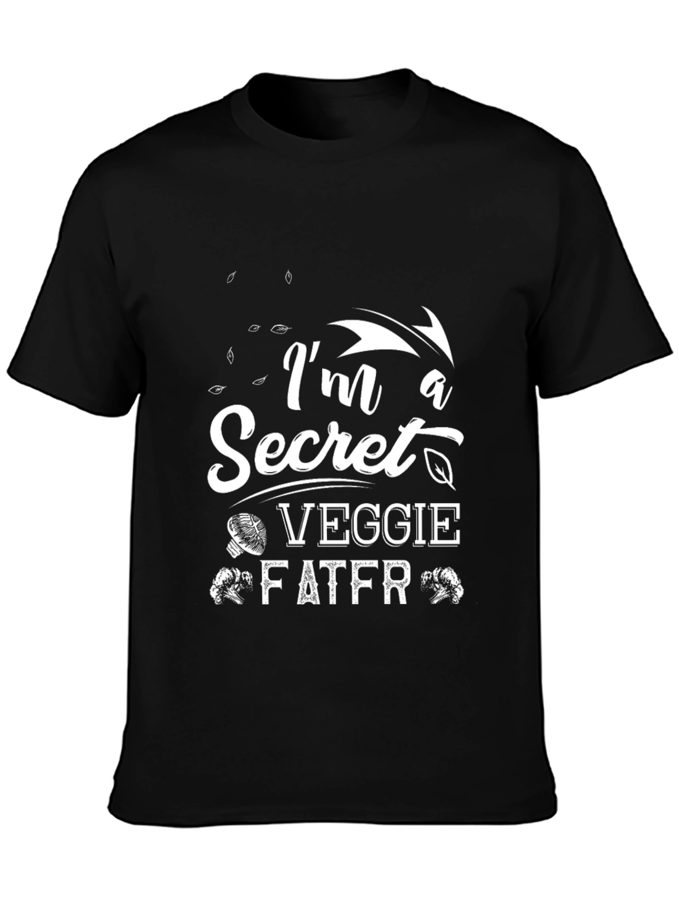Black I'm a Secret Veggie Fater T-Shirt - Black view 3