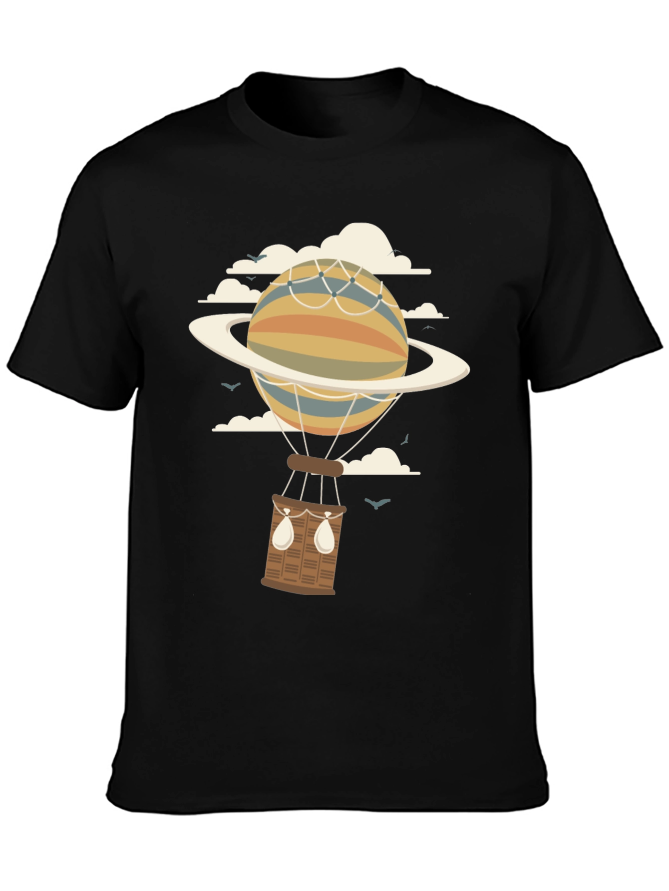 Black Saturn Air Balloon Graphic Tee view 3