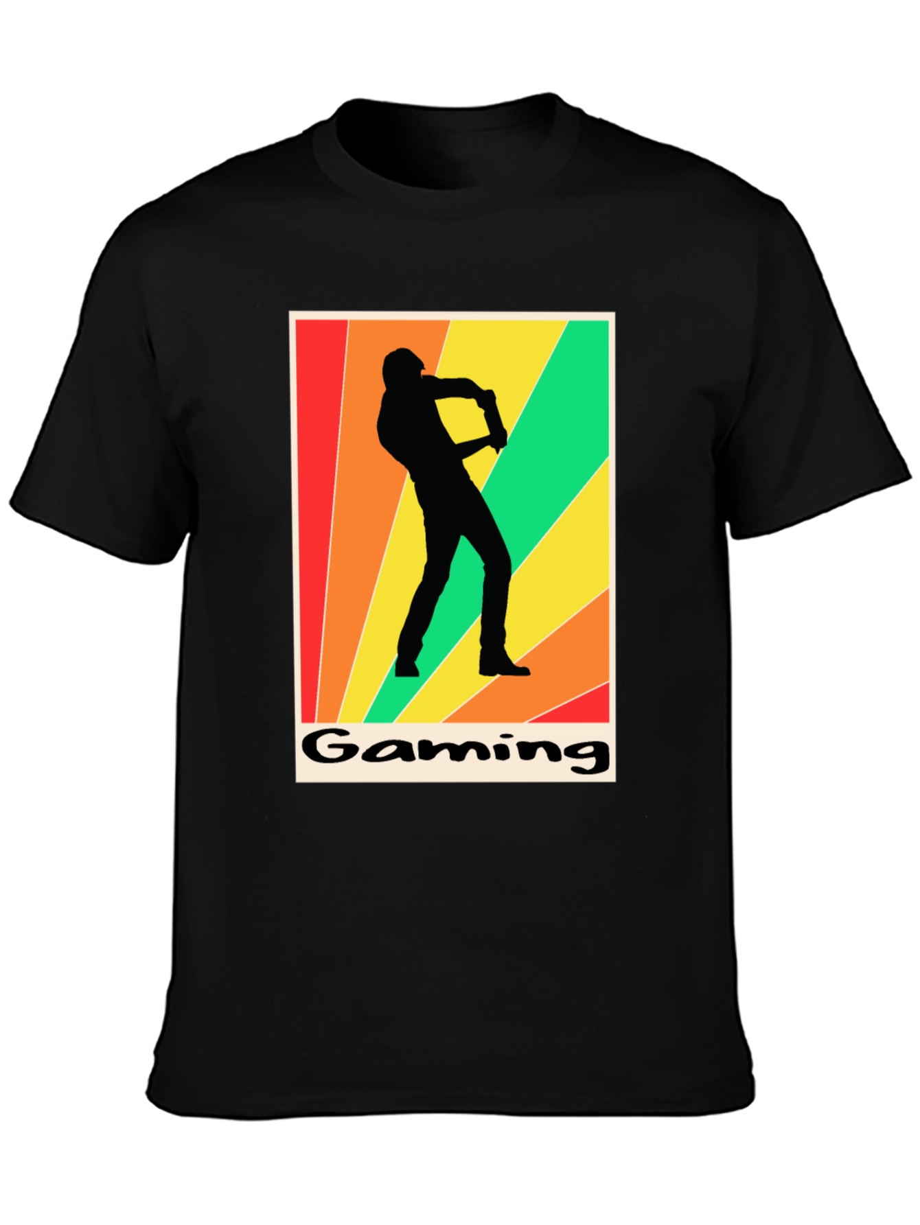 Black Gaming T-Shirt Retro Gamer Silhouette Graphic Tee view 3