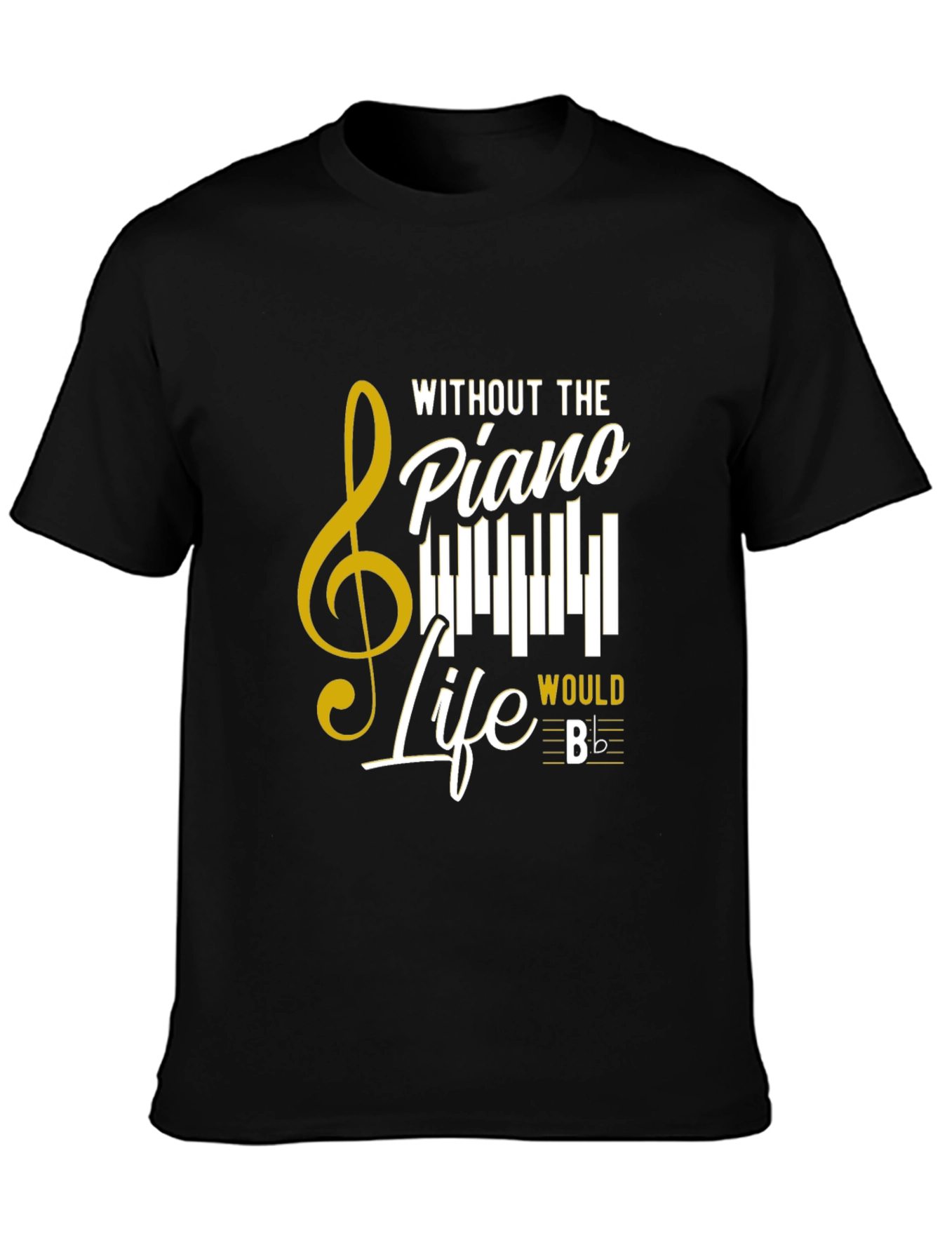 Black Piano Life T-Shirt - Music Lover Tee view 3