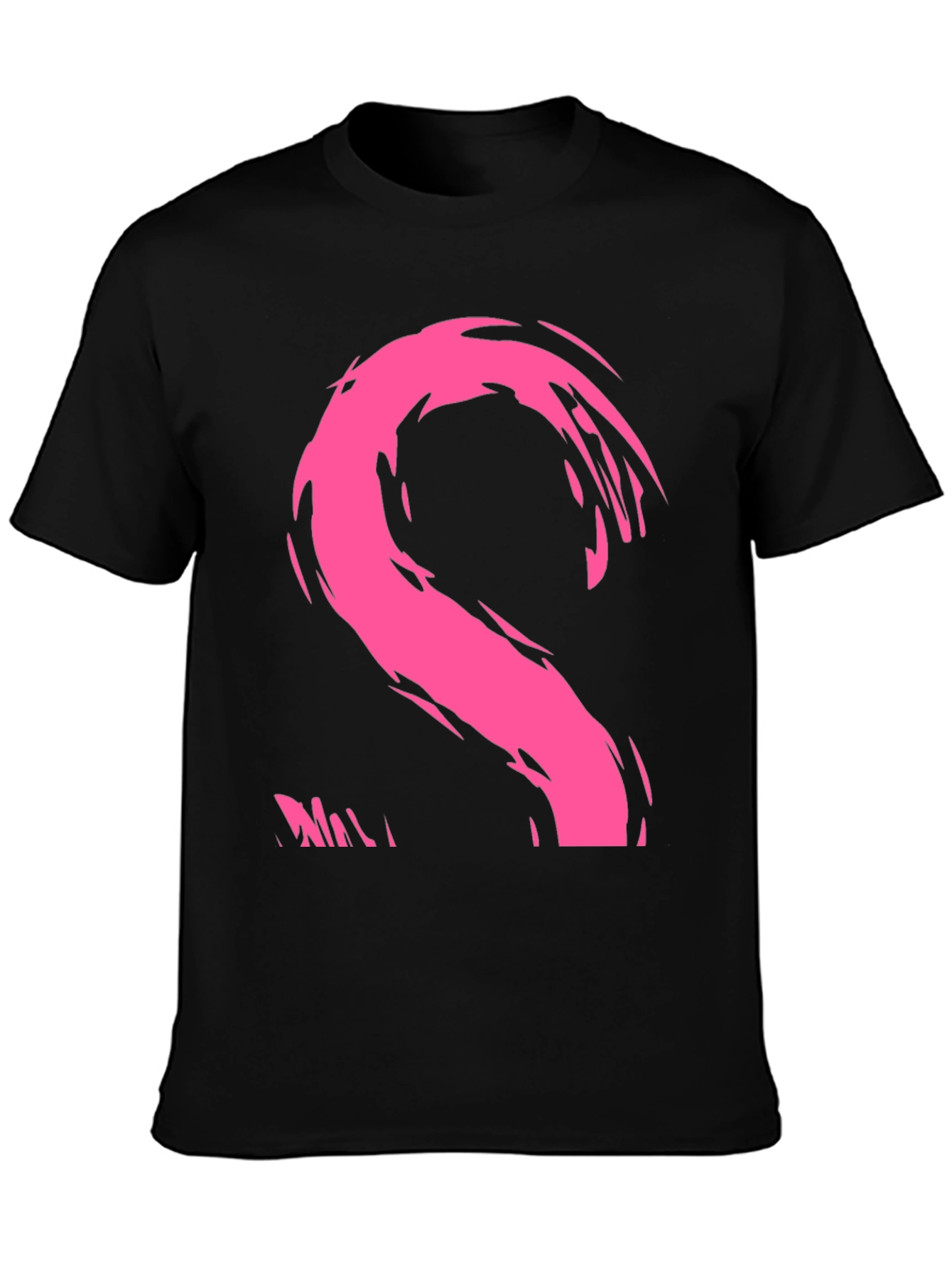 Black Modern Pink Brushstroke Graphic Black T-Shirt view 3