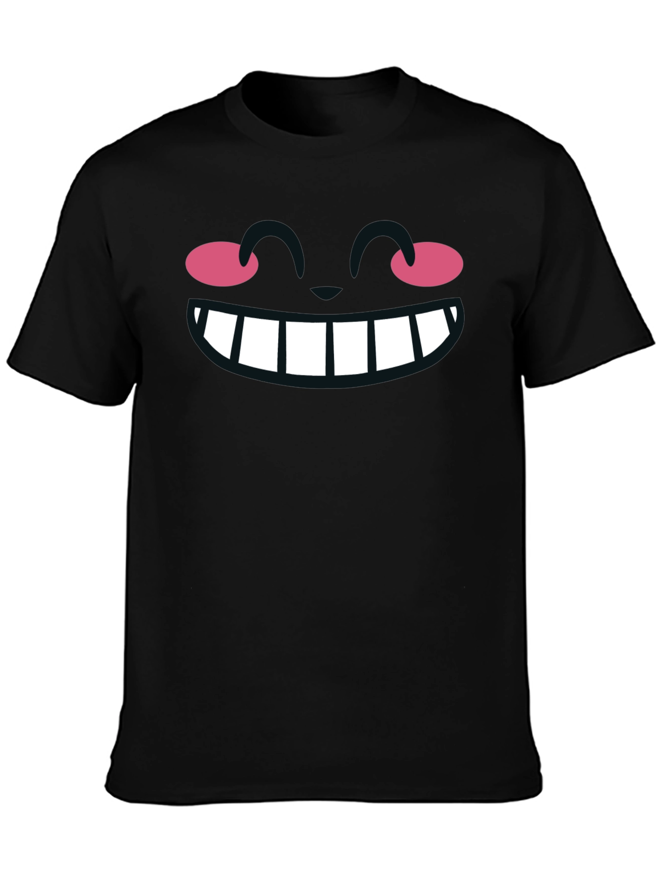 Black Cartoon Smile Graphic Black T-Shirt view 3