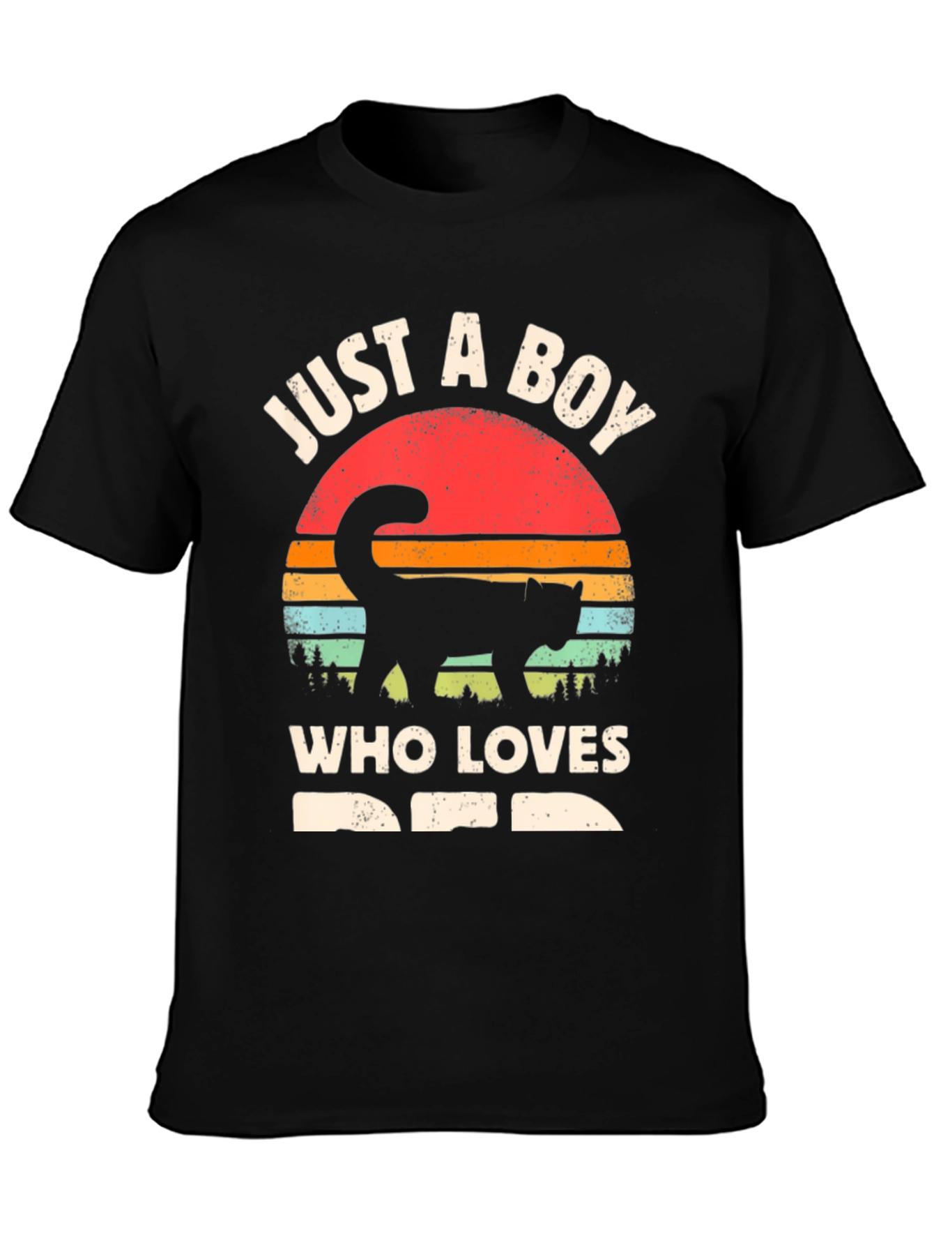 Black Just a Boy Who Loves Cats T-Shirt view 3