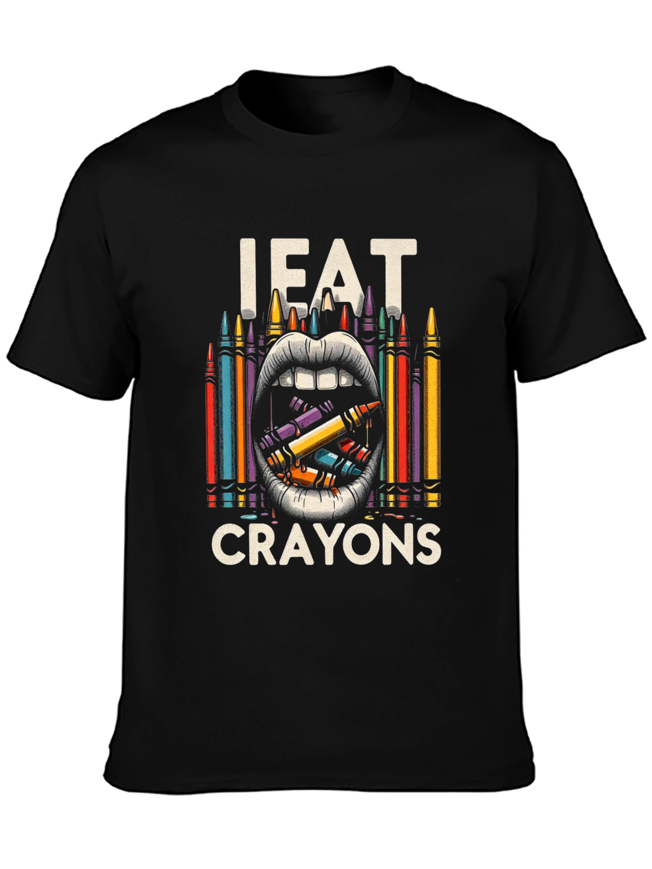 Black I Eat Crayons Graphic Tee - Adult Humor Shirt view 3