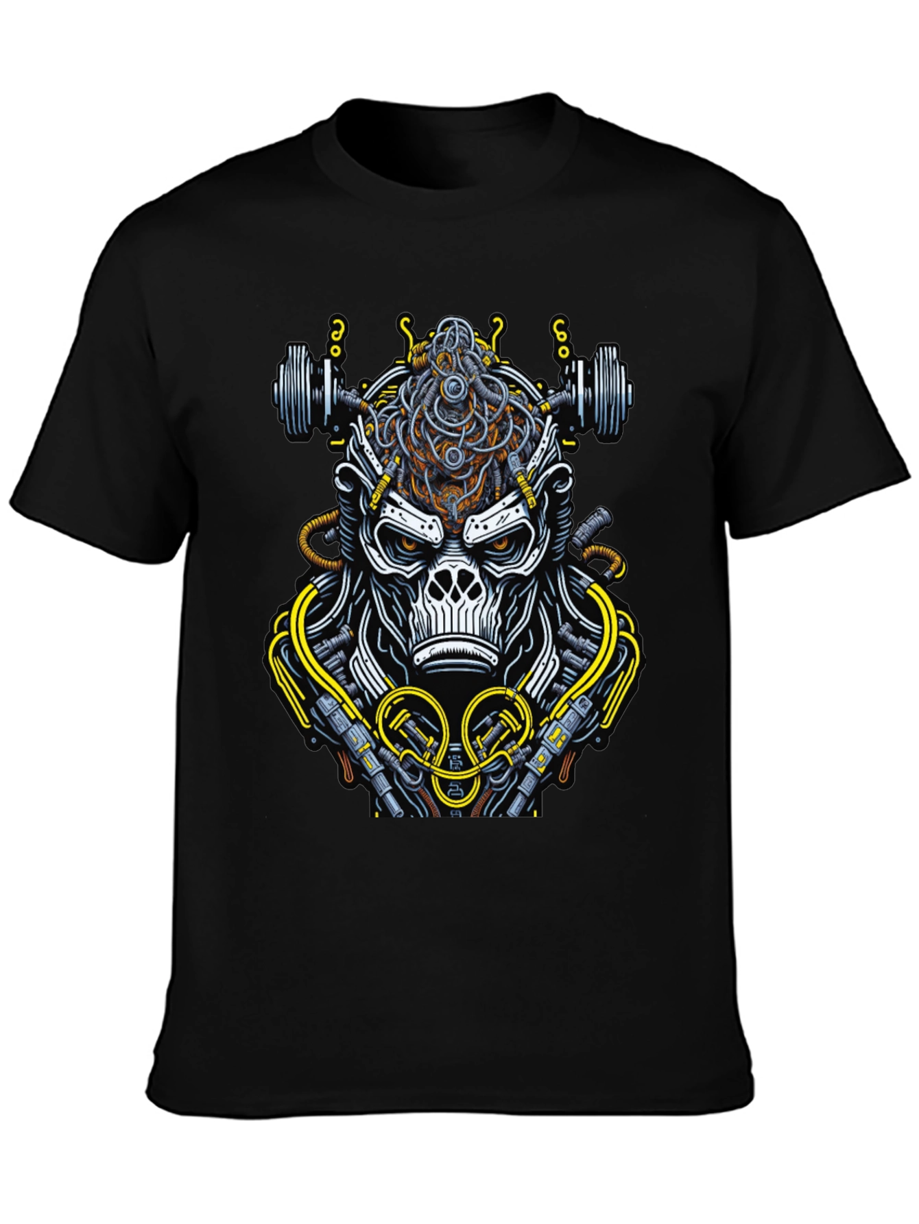 Black Cyborg Gorilla Black Graphic Tee view 3
