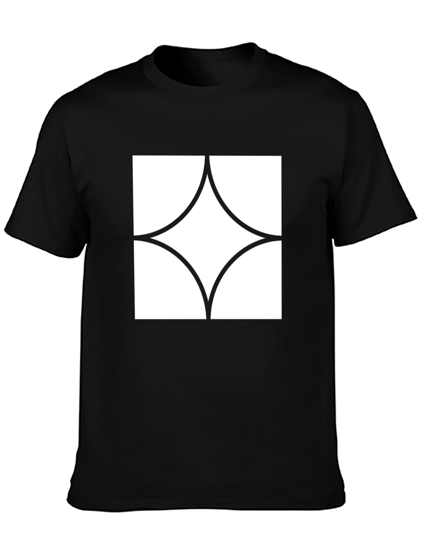 Black Modern Graphic Tee - Black with White Diamond Design view 3
