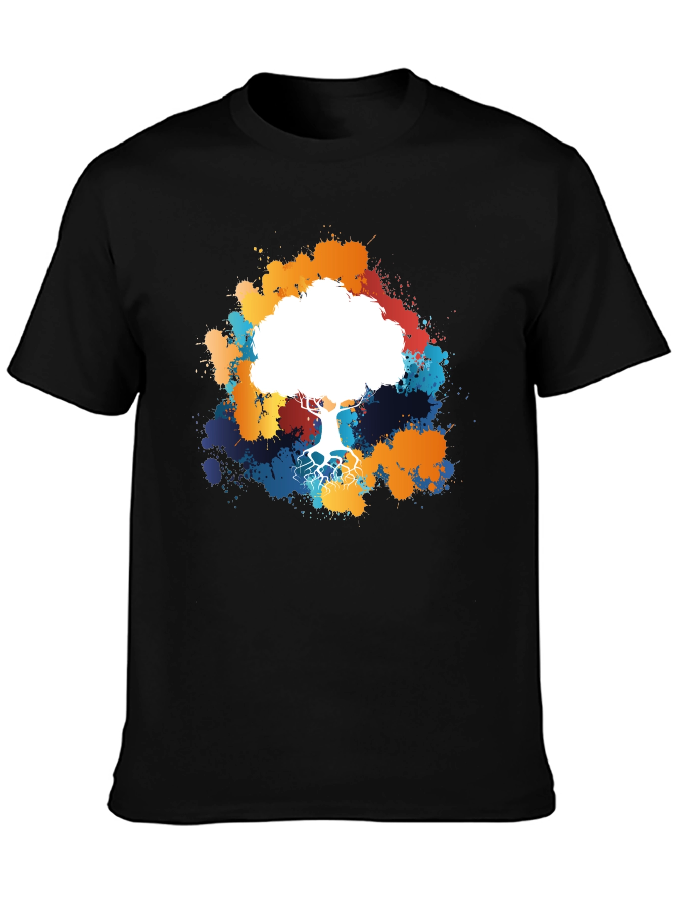 Black Abstract Tree Graphic Tee - Black Cotton Shirt view 3