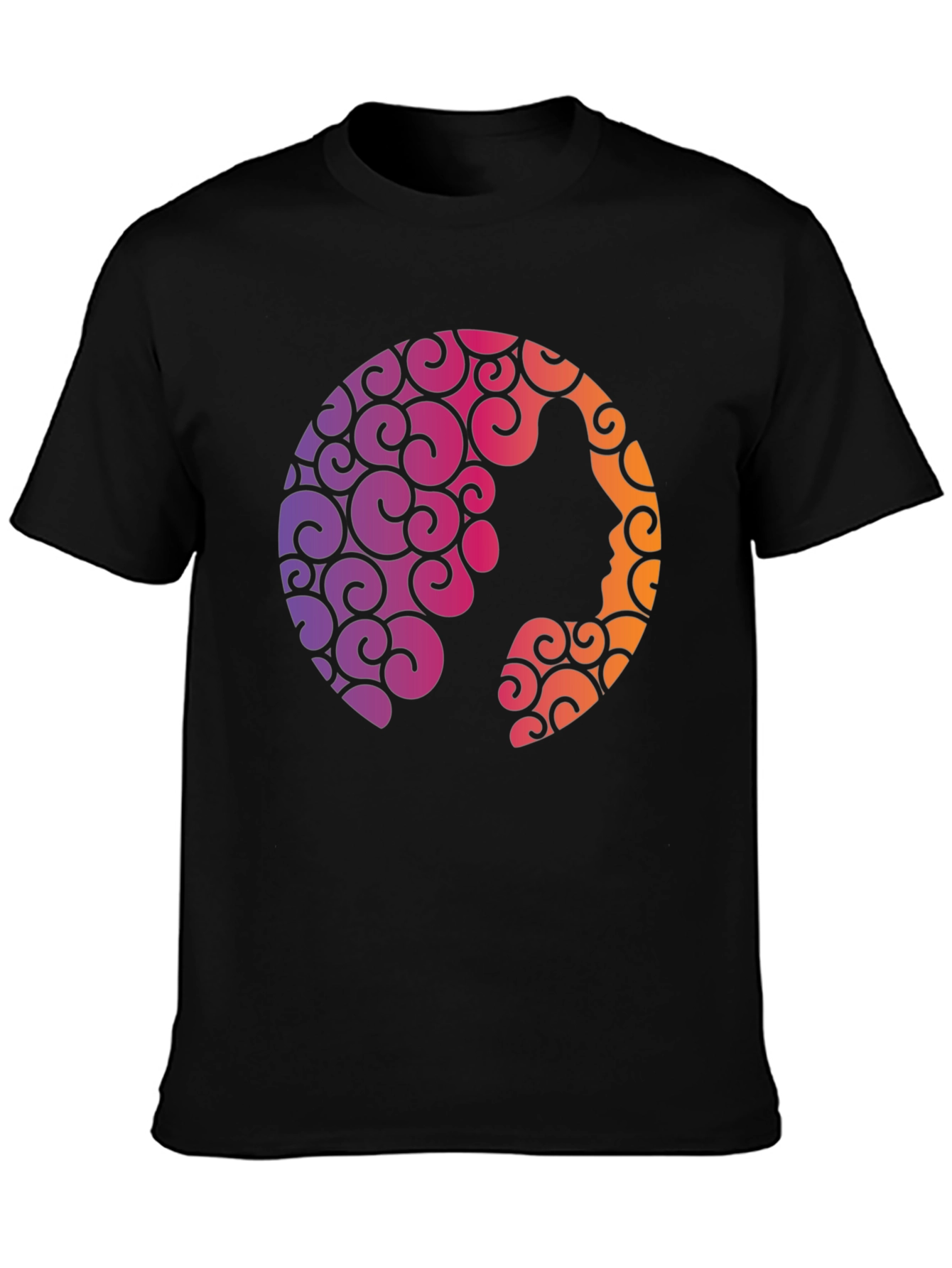 Black Silhouette Swirl Graphic Tee - Soft Black T-Shirt view 3