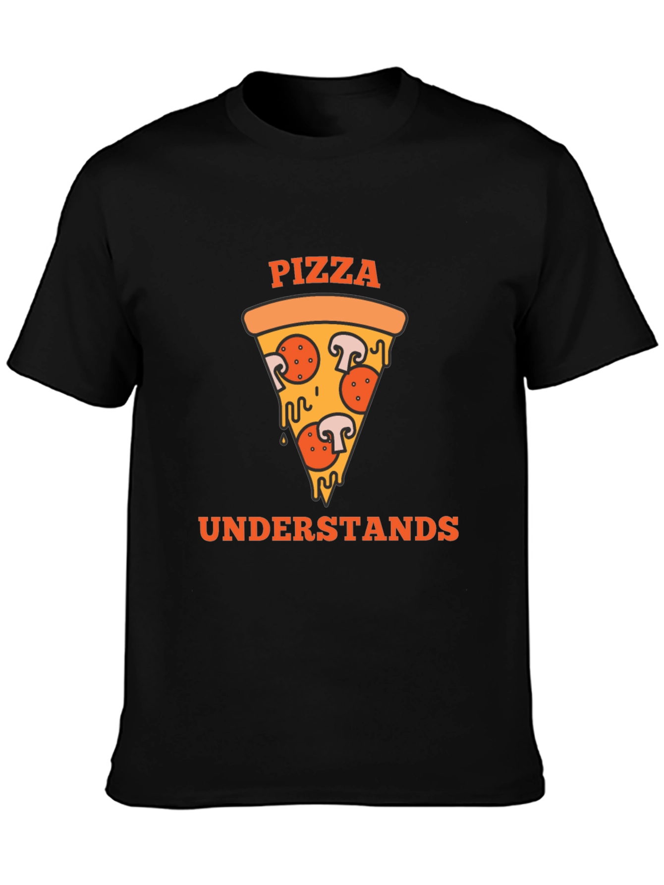 Black Pizza Understands Graphic Tee - Black Cotton Shirt view 3