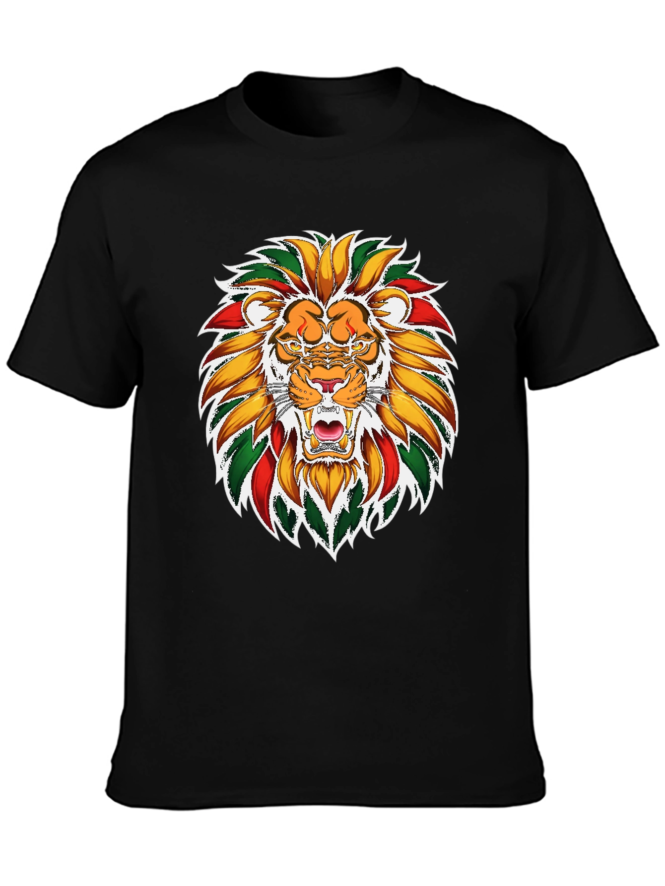 Black Lion Rastafarian Rasta Colors Graphic T-Shirt view 3