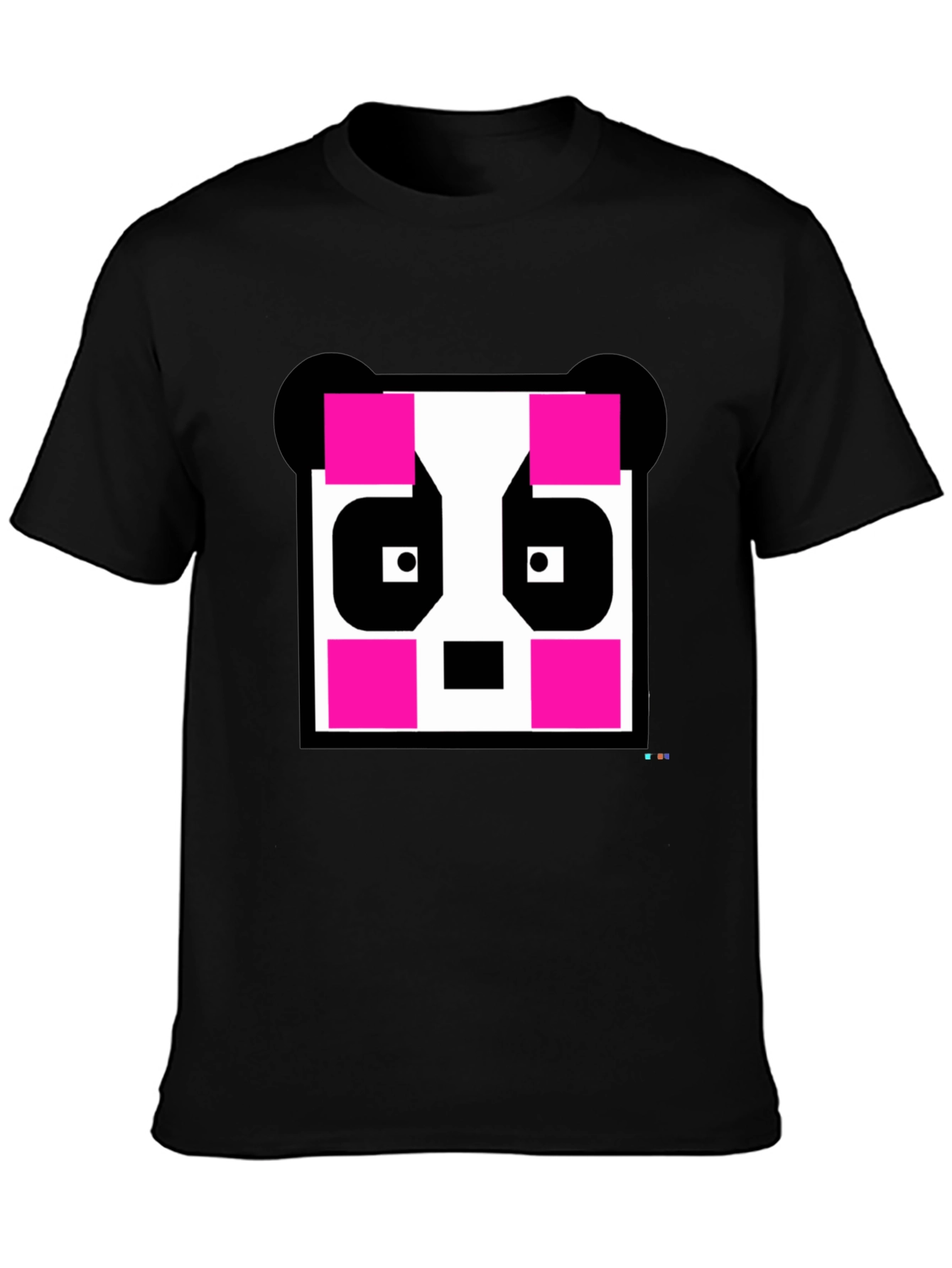 Black Pixel Panda Graphic Tee - Black Crew Neck view 3