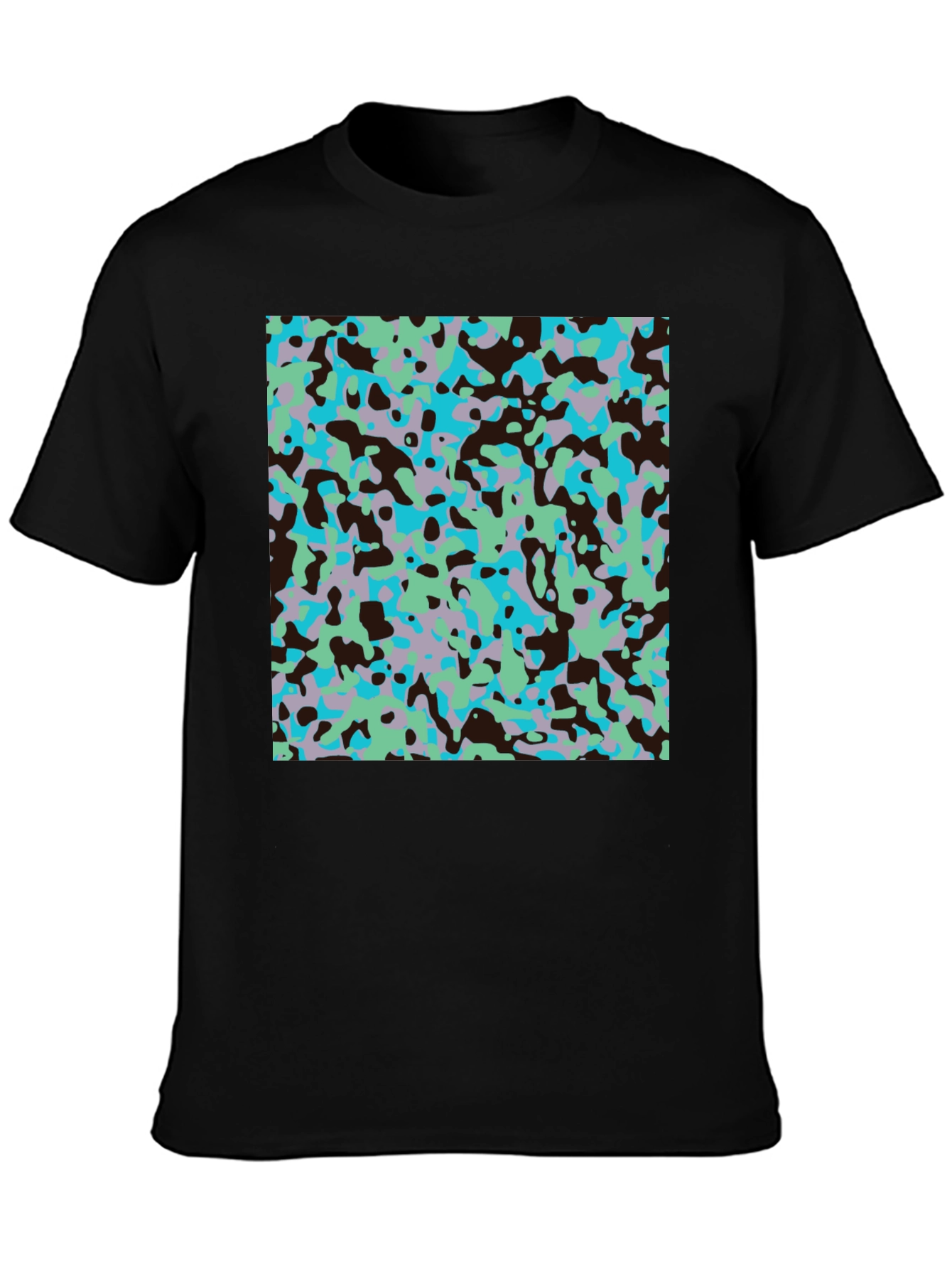 Black Abstract Camo Print Black T-Shirt view 3