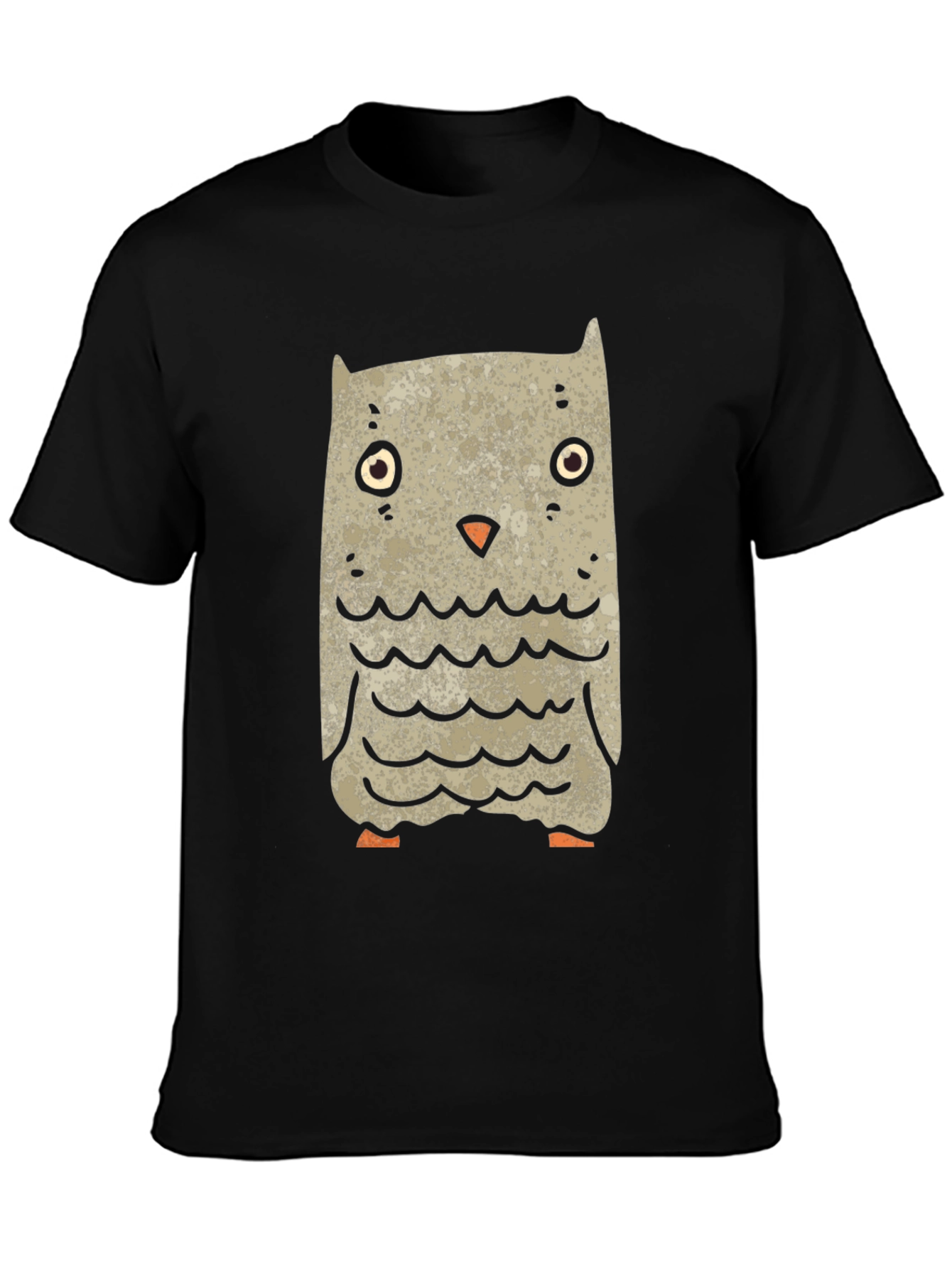 Black Cartoon Owl Graphic Tee - Black Unisex T-Shirt view 3