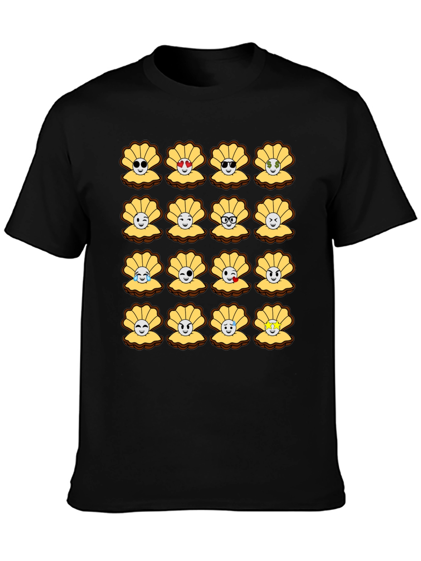 Black Emoji Seashells T-Shirt view 3