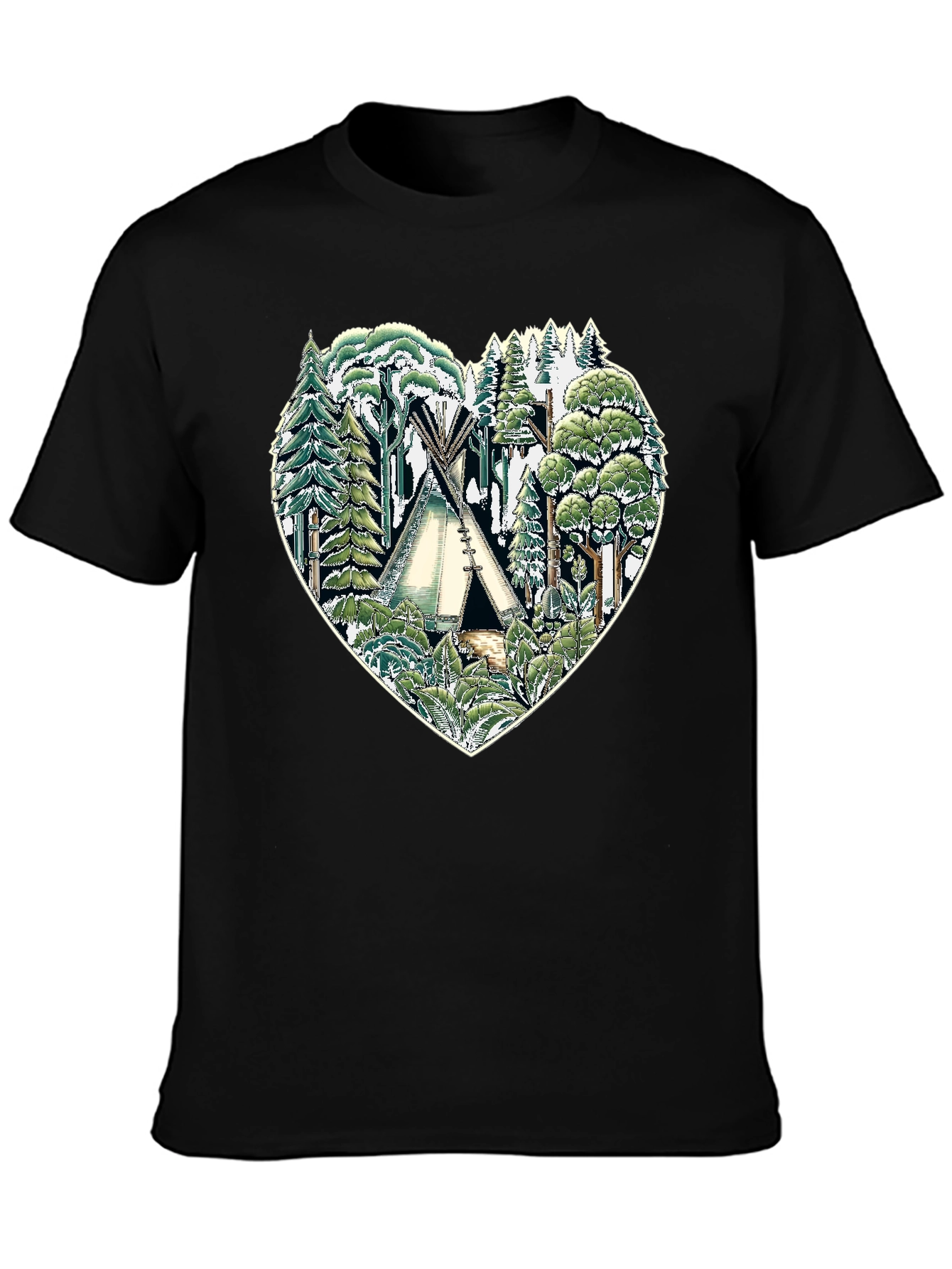 Nature Heart Tee: Tipi Forest Graphic Print T-Shirt - 3