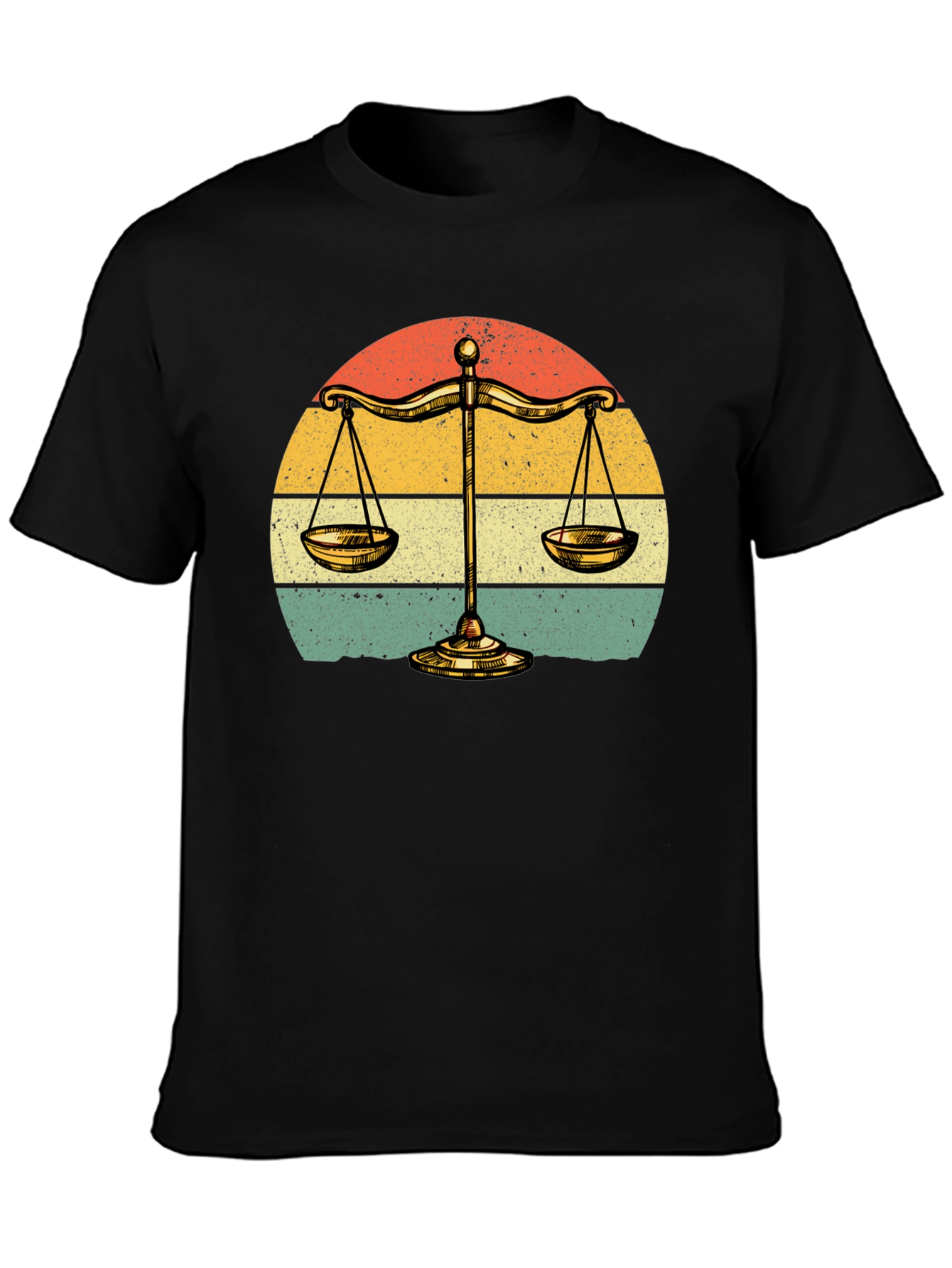 Black Scales of Justice Retro Graphic Tee view 3