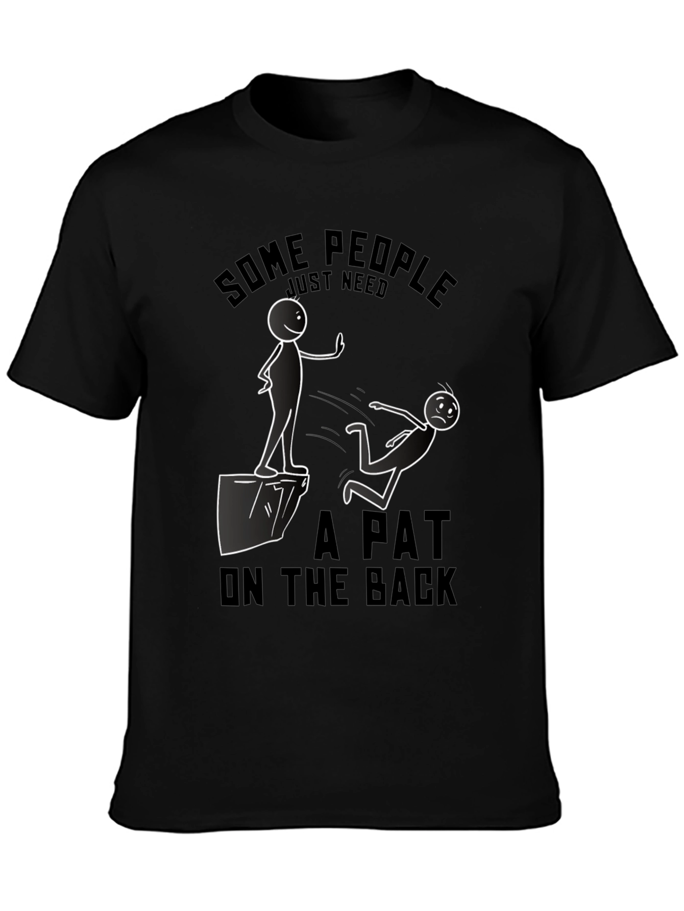 Black Funny "Pat on the Back" Graphic Tee view 3
