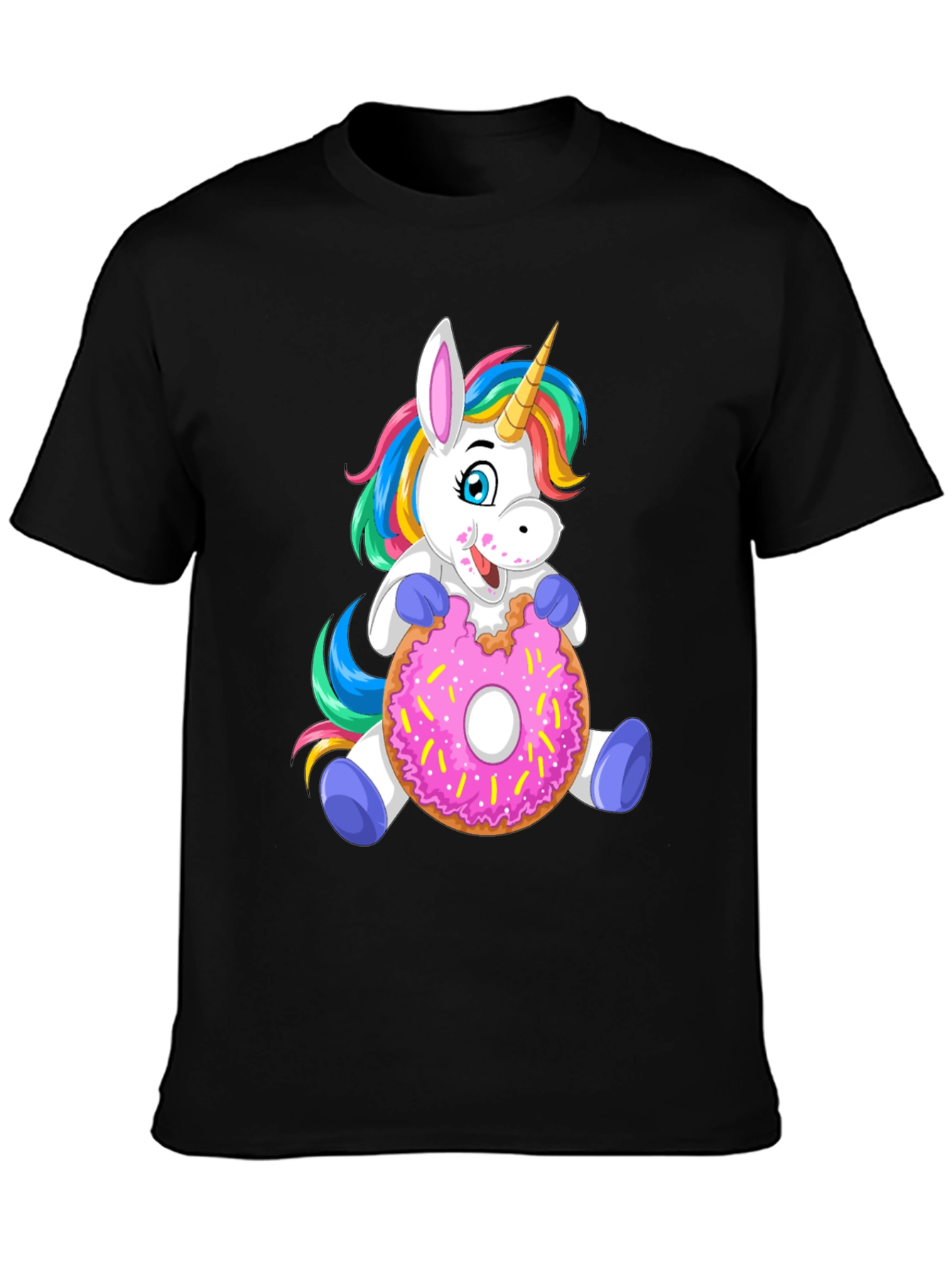 Black Unicorn Donut T-Shirt - Cute Cartoon Tee view 3