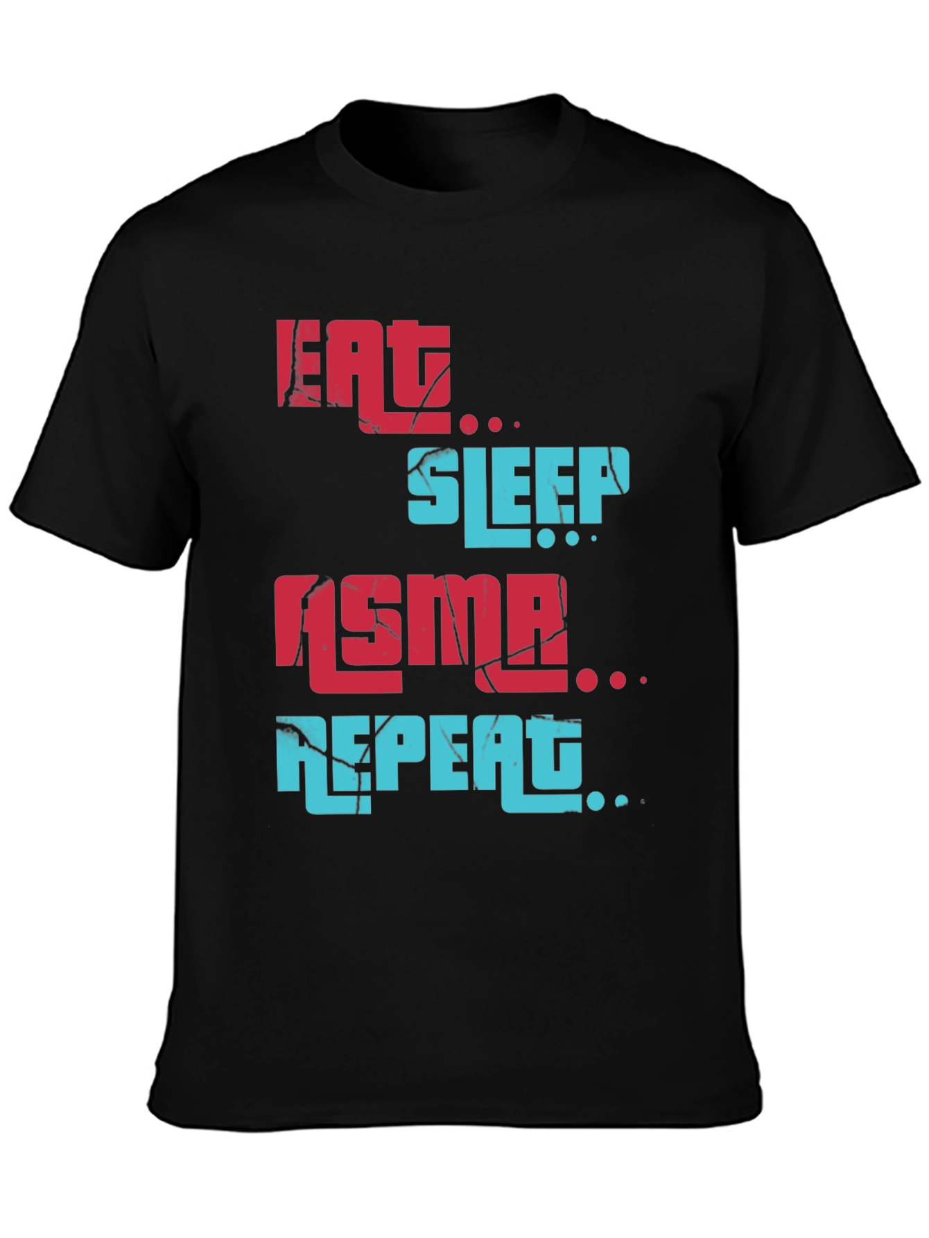 Black Eat Sleep ASMR Repeat Graphic Tee view 3