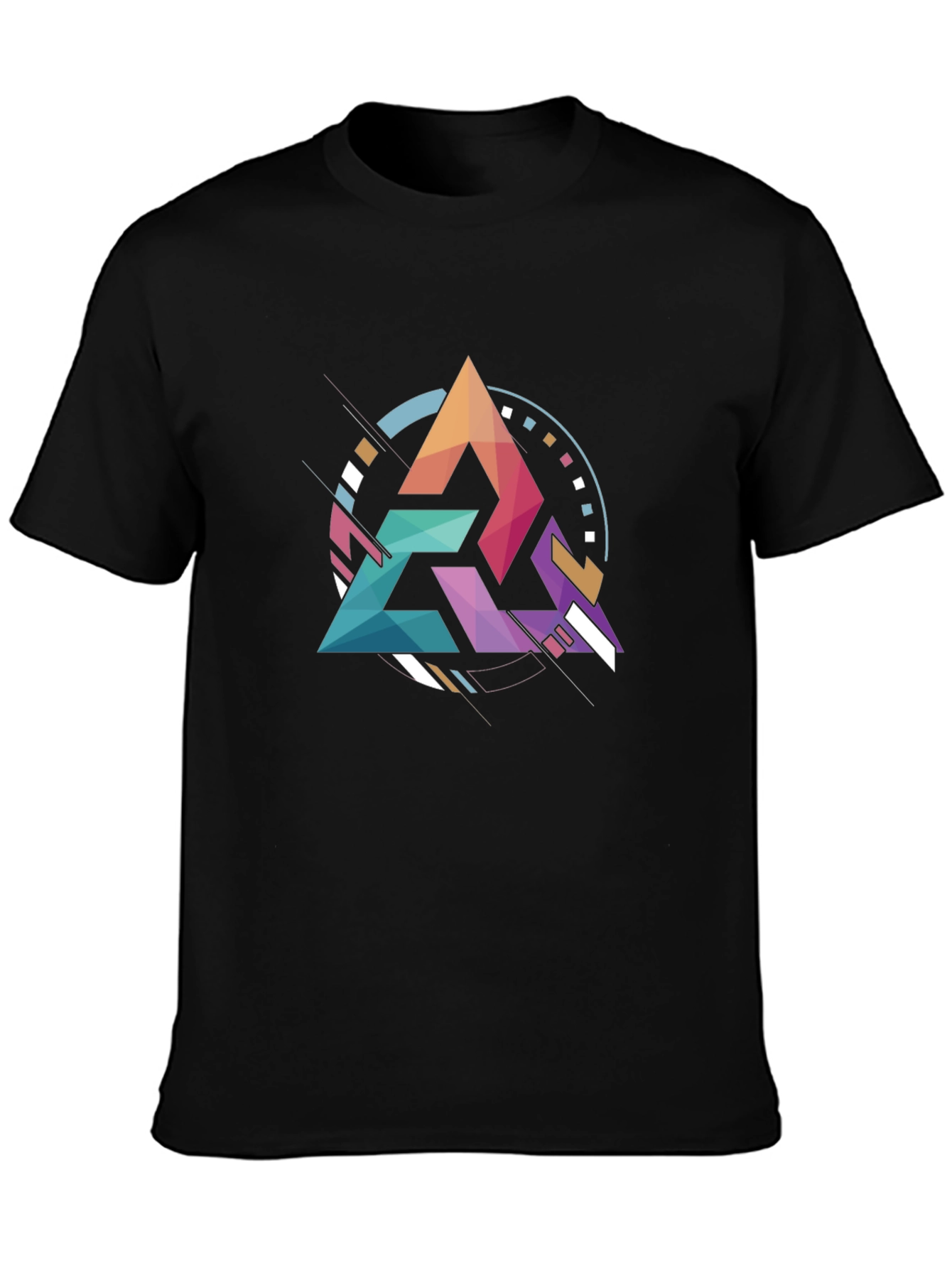 Black Geometric Triangle Graphic Tee - Modern Art Design view 3