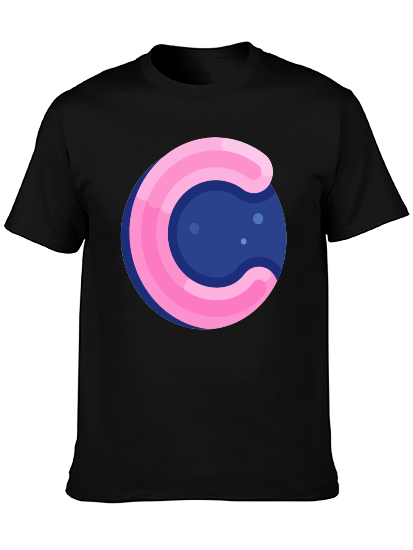 Black Funky Circle T-Shirt - Pink & Blue Design view 3