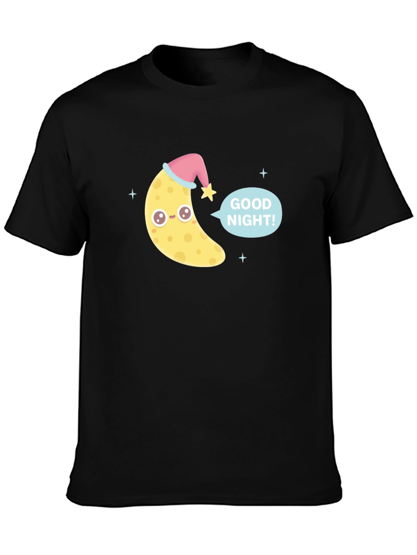 Black Cute Good Night Moon Graphic Tee - Black view 3