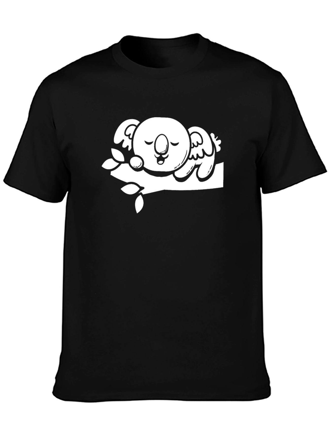 Black Cute Koala T-Shirt - Relaxed Fit Black Tee view 3