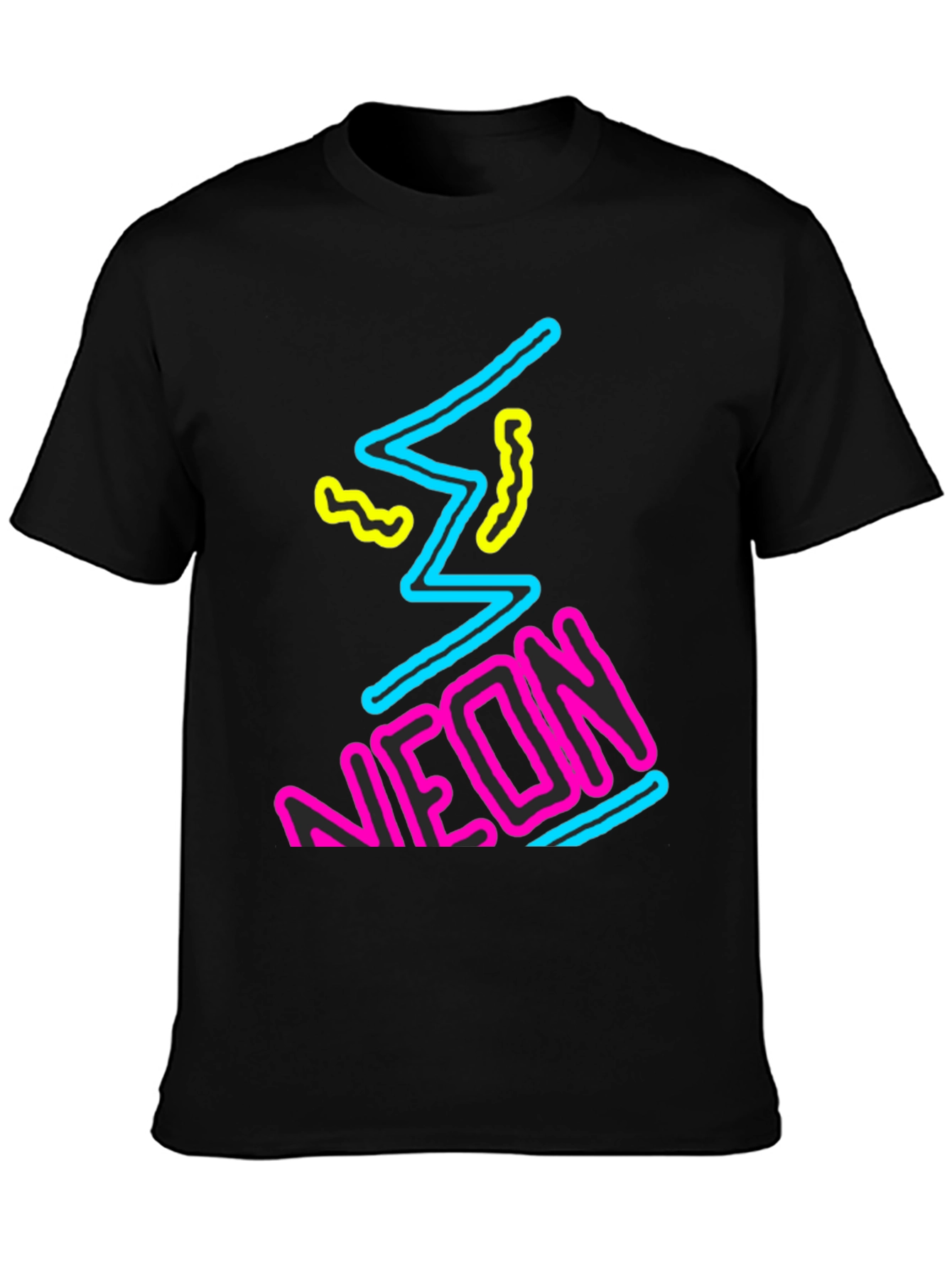 Black Neon Graphic Print Black T-Shirt view 3