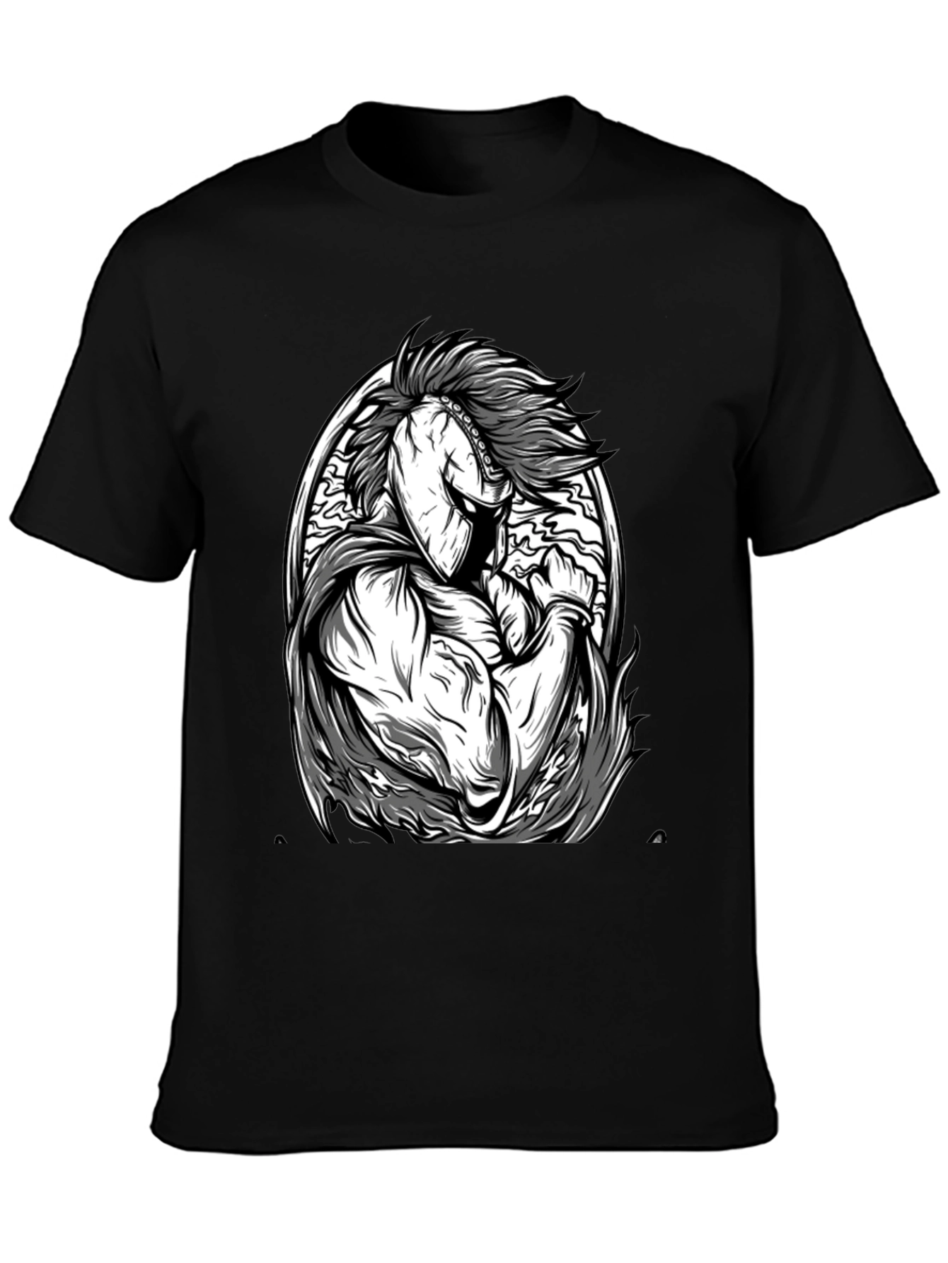 Black Black T-Shirt with Spartan Warrior Graphic view 3
