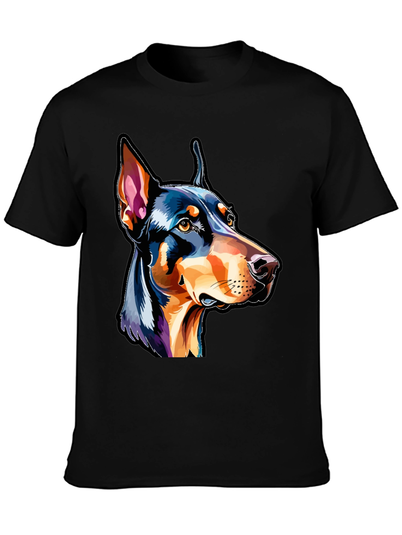 Black Doberman Dog Breed Graphic T-Shirt view 3