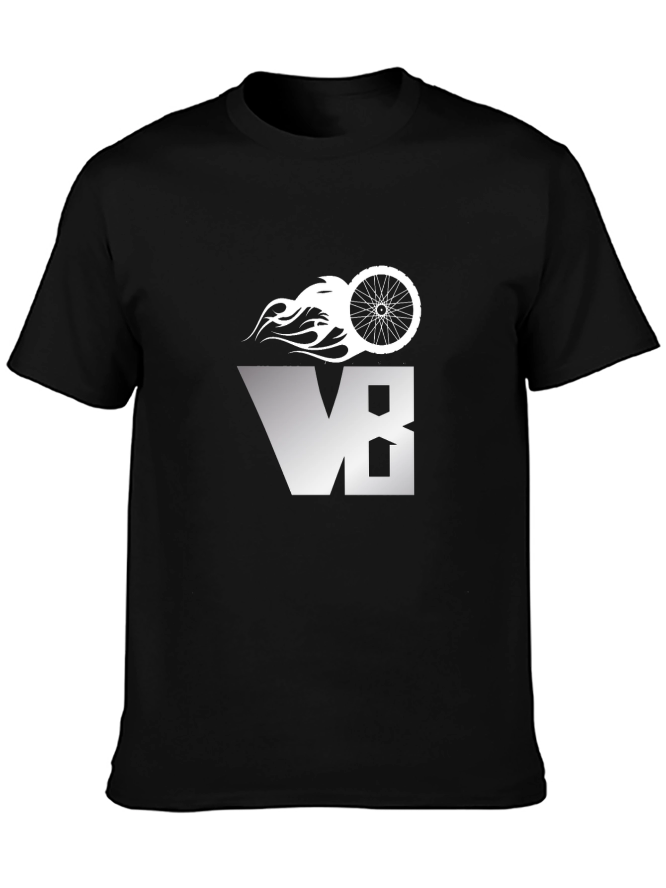 Black Men's Black V8 Bike Wheel Graphic T-Shirt view 3