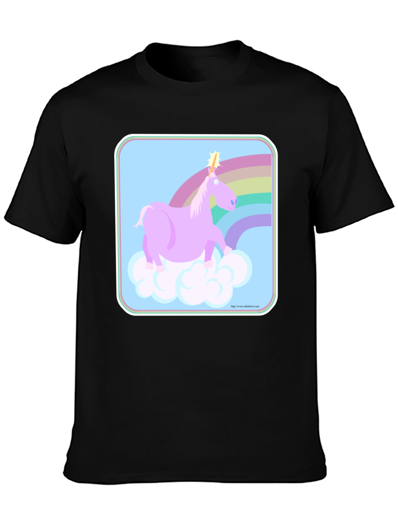 Black Unicorn Rainbow Graphic Tee - Black Cotton Comfort view 3