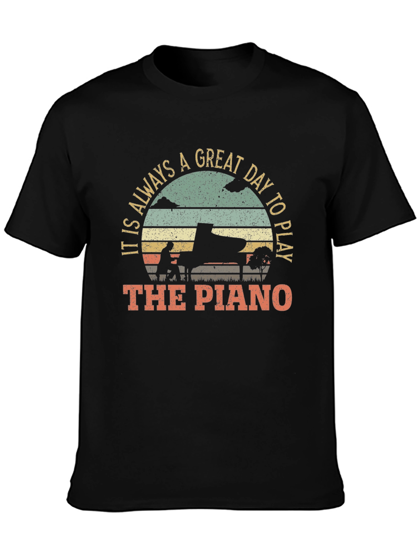 Black Piano Player T-Shirt: It's Always A Great Day to Play view 3