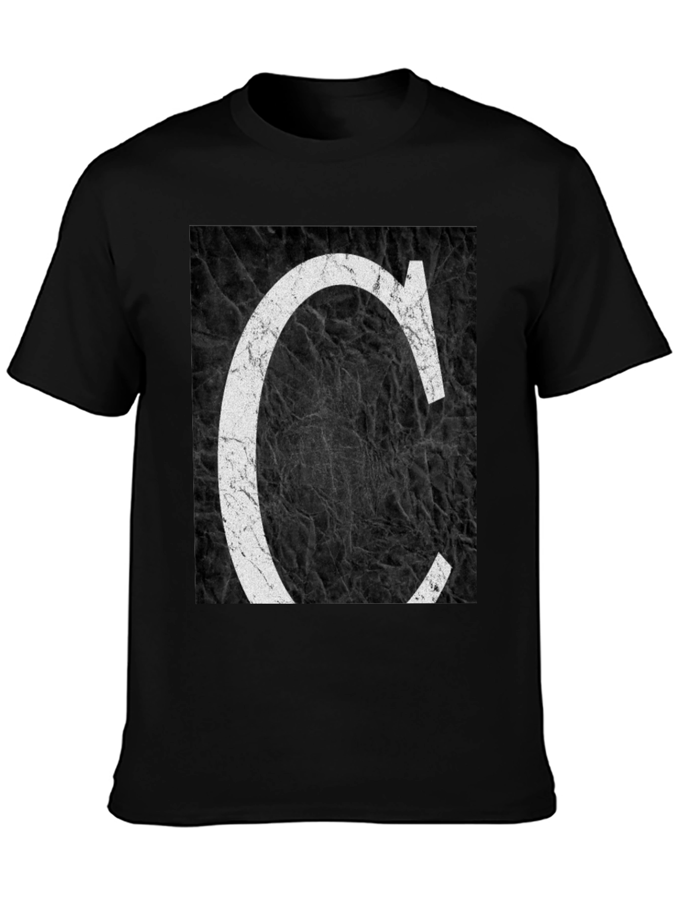 Black Letter C Graphic Tee - Distressed Print view 3