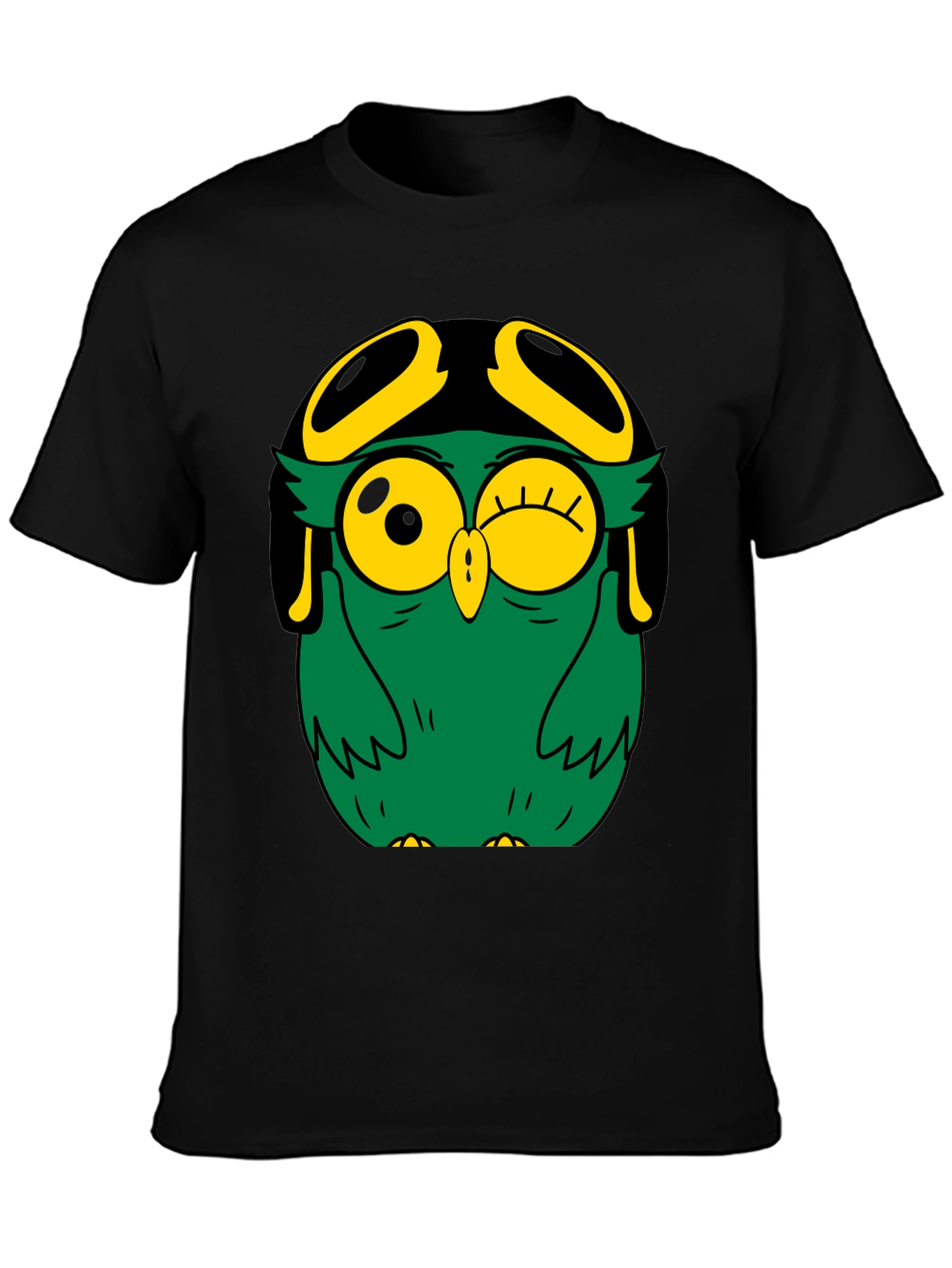 Black Pilot Owl Graphic Tee - Black Cotton Blend view 3