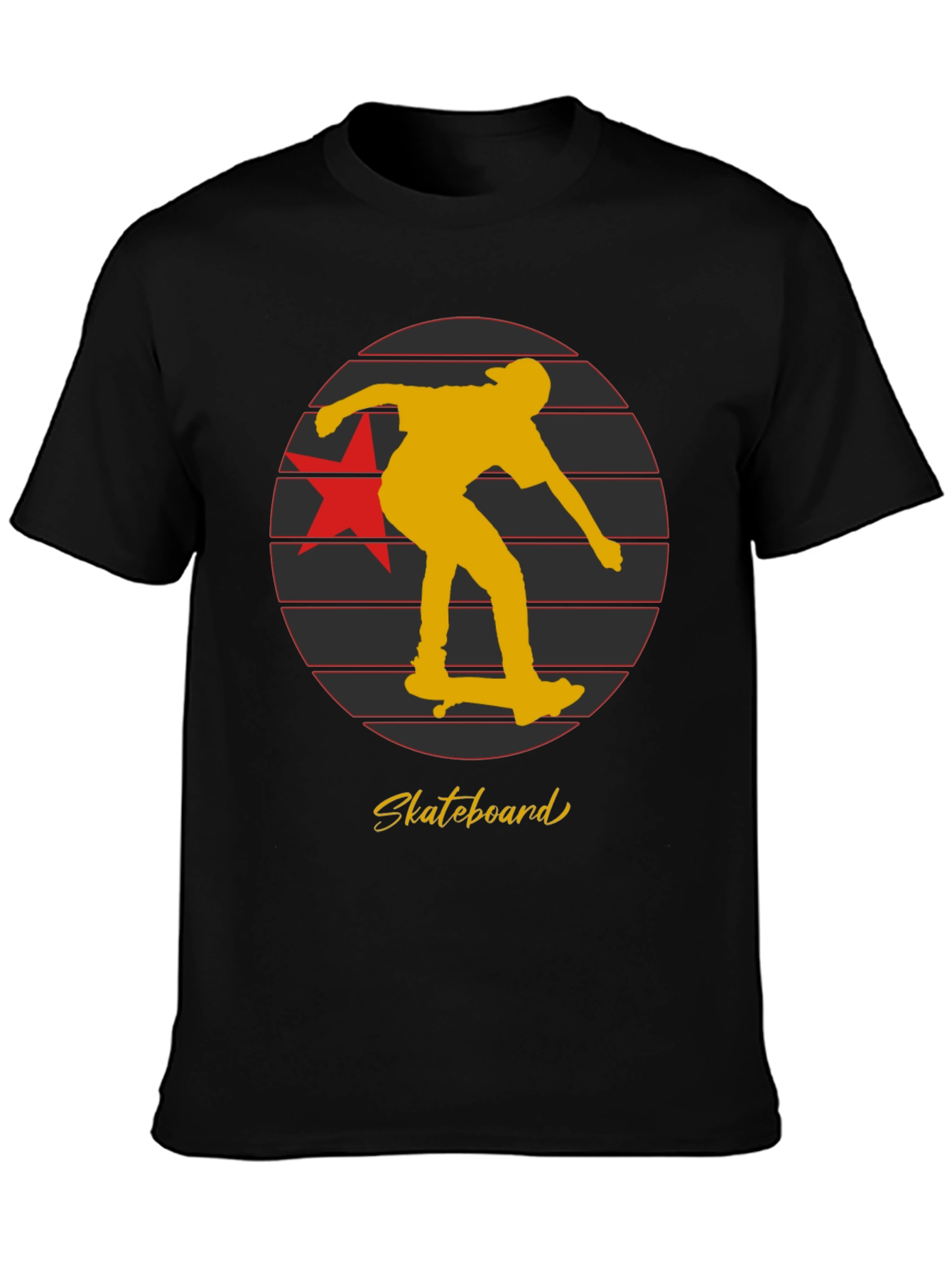 Black Skateboard Retro Graphic T-Shirt view 3