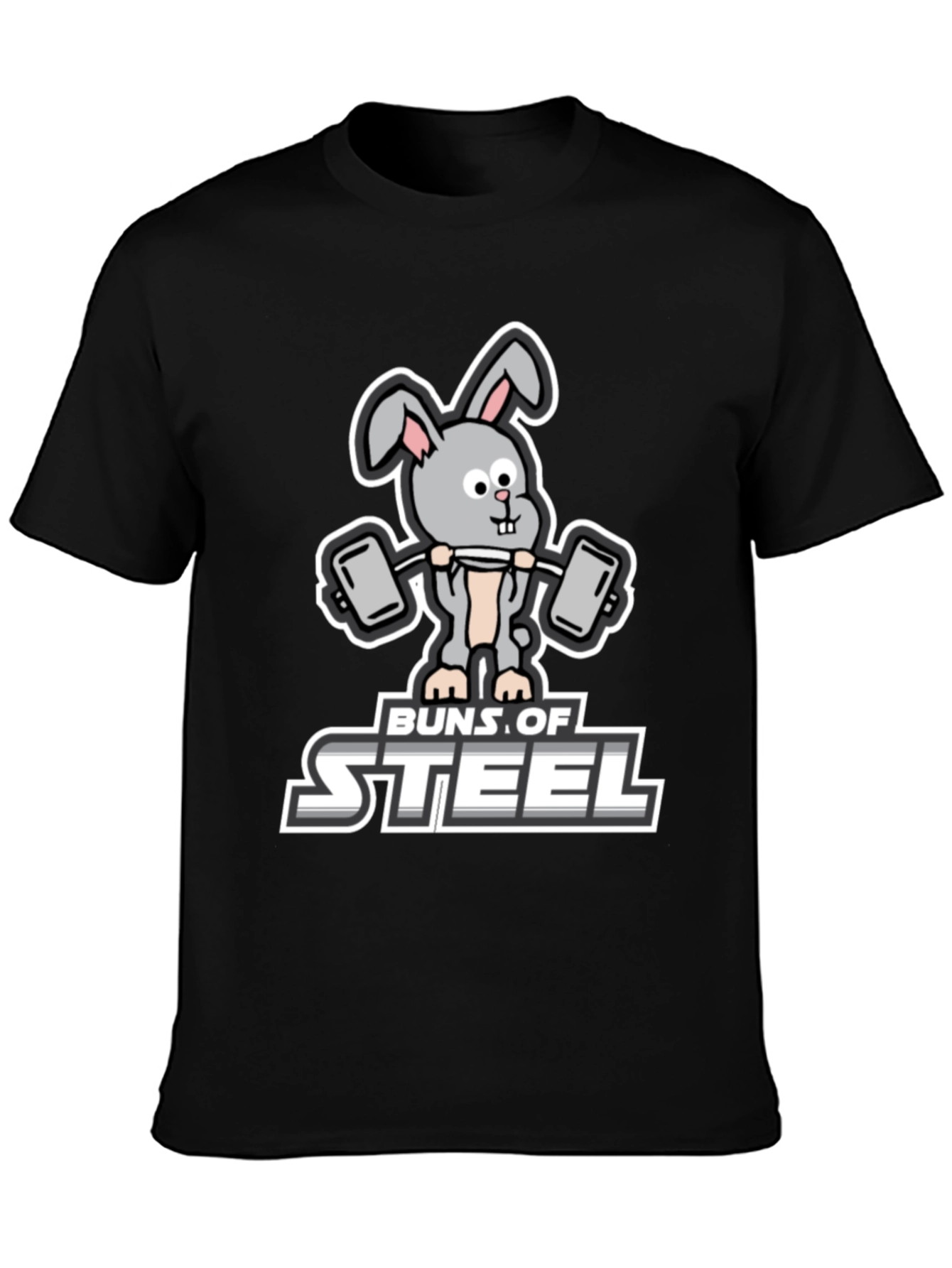 Black Buns of Steel Graphic T-Shirt - Funny Workout Bunny view 3