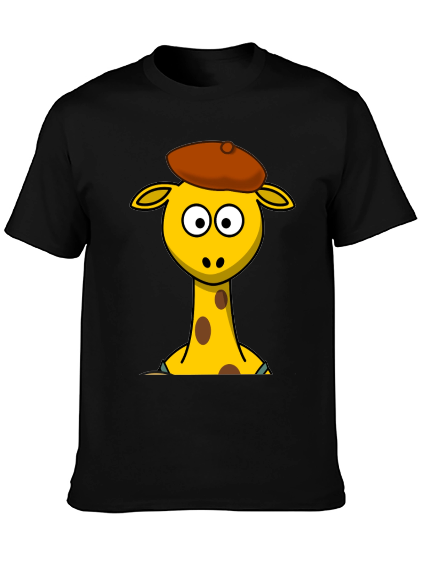 Black Cartoon Giraffe T-Shirt - Quirky Graphic Tee view 3