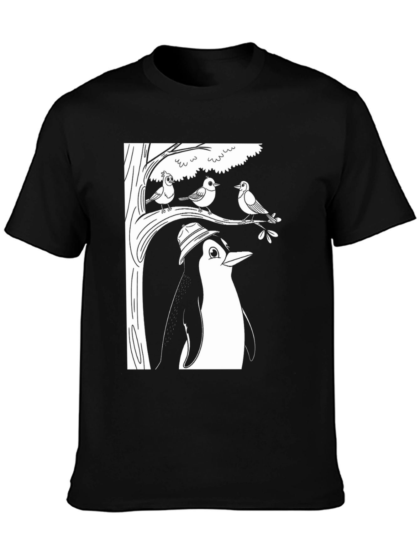 Black Penguin & Birds Graphic Tee view 3