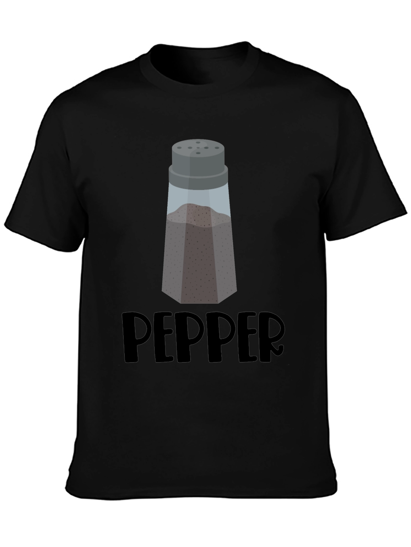 Black Men's Black Pepper Shaker Graphic T-Shirt view 3