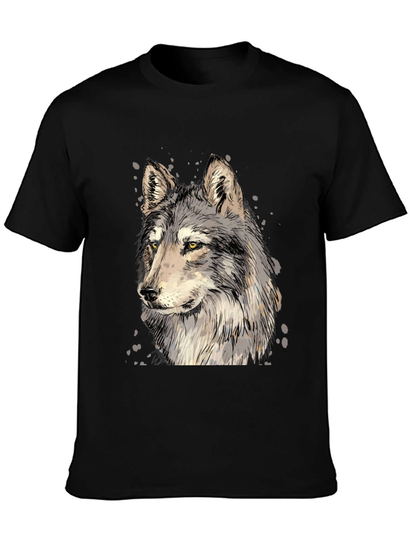 Black Wolf Graphic Print Black T-Shirt view 3
