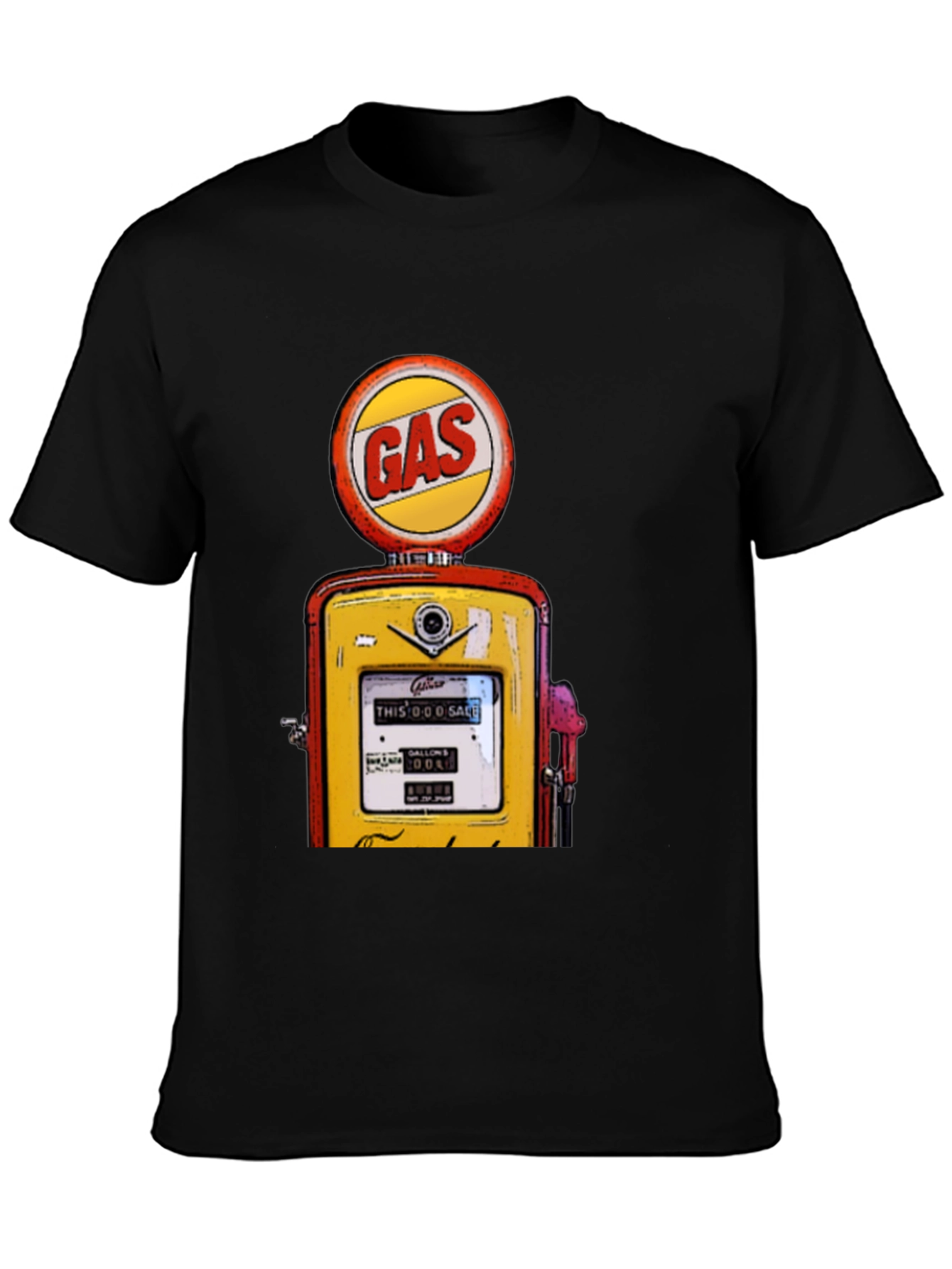 Black Vintage Gas Station Graphic T-Shirt view 3
